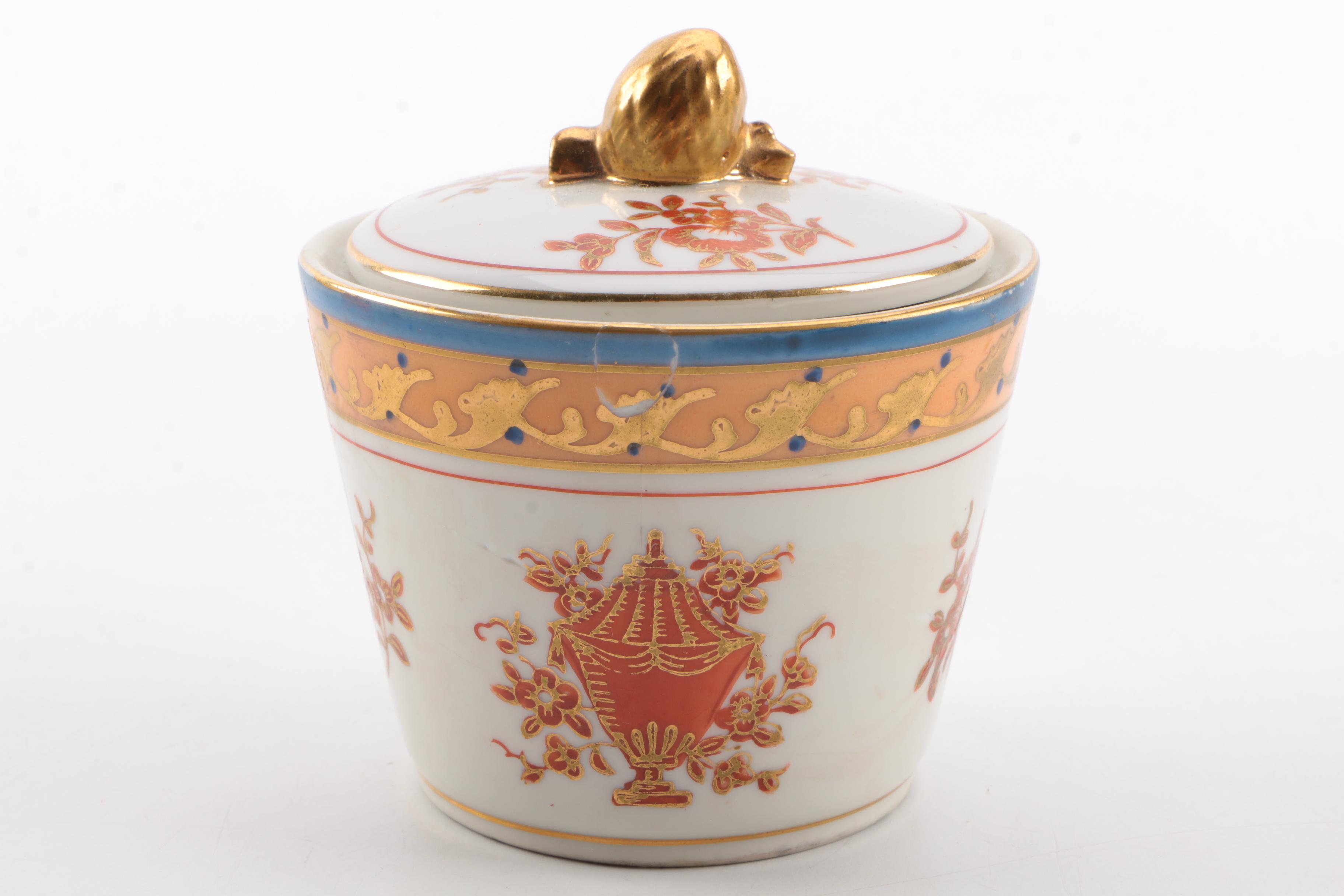 Handpainted Brown and White Ceramic Tableware