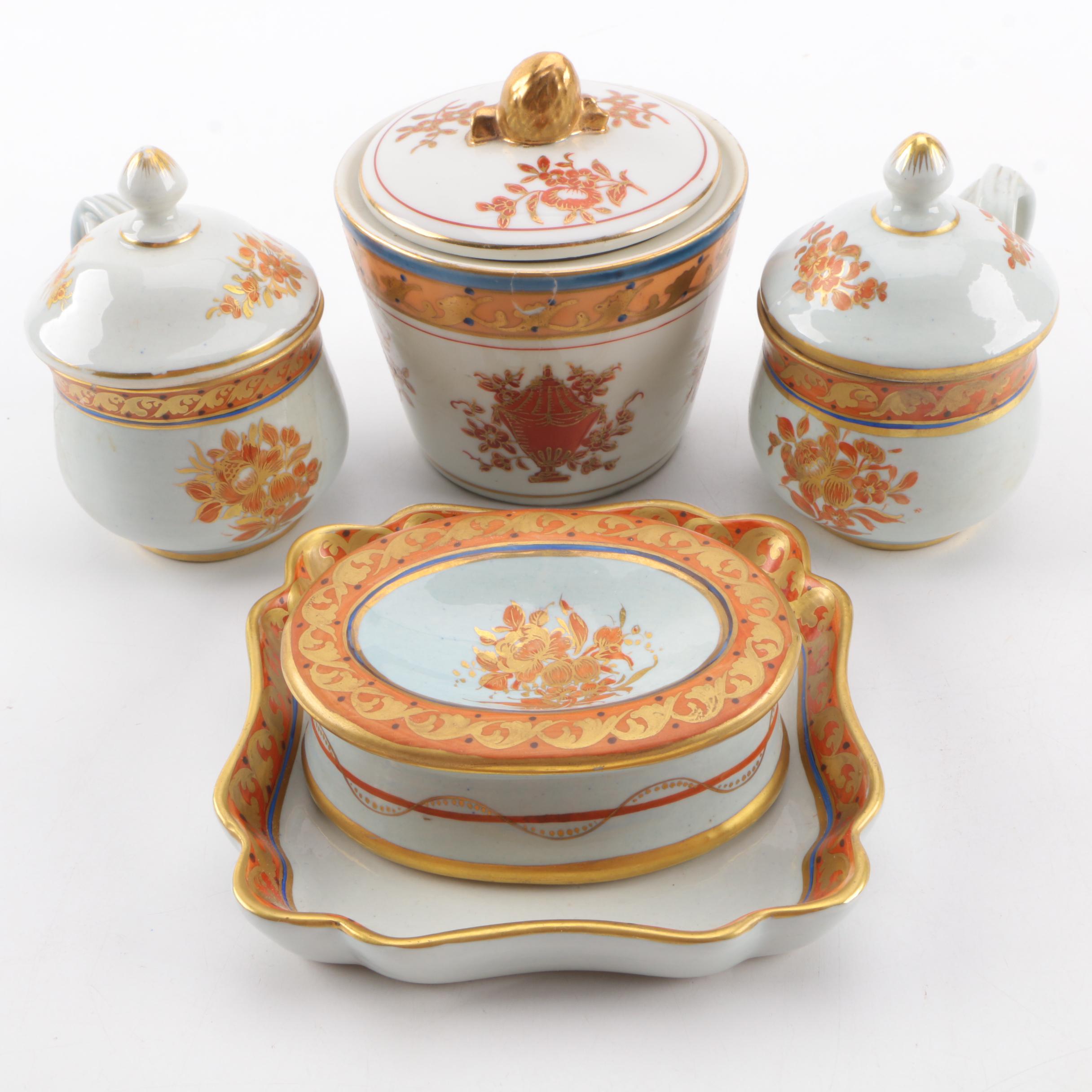 Handpainted Brown and White Ceramic Tableware