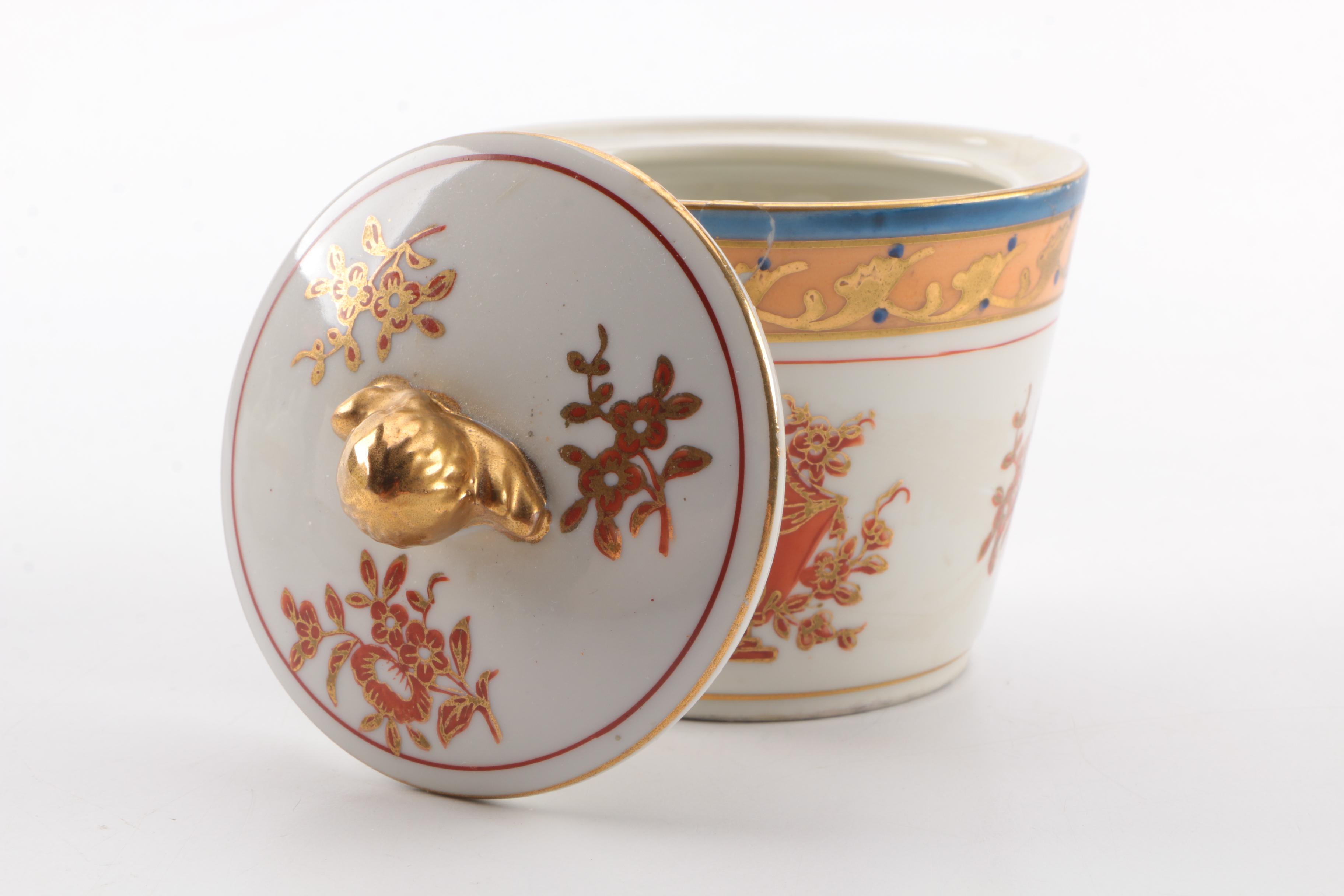 Handpainted Brown and White Ceramic Tableware