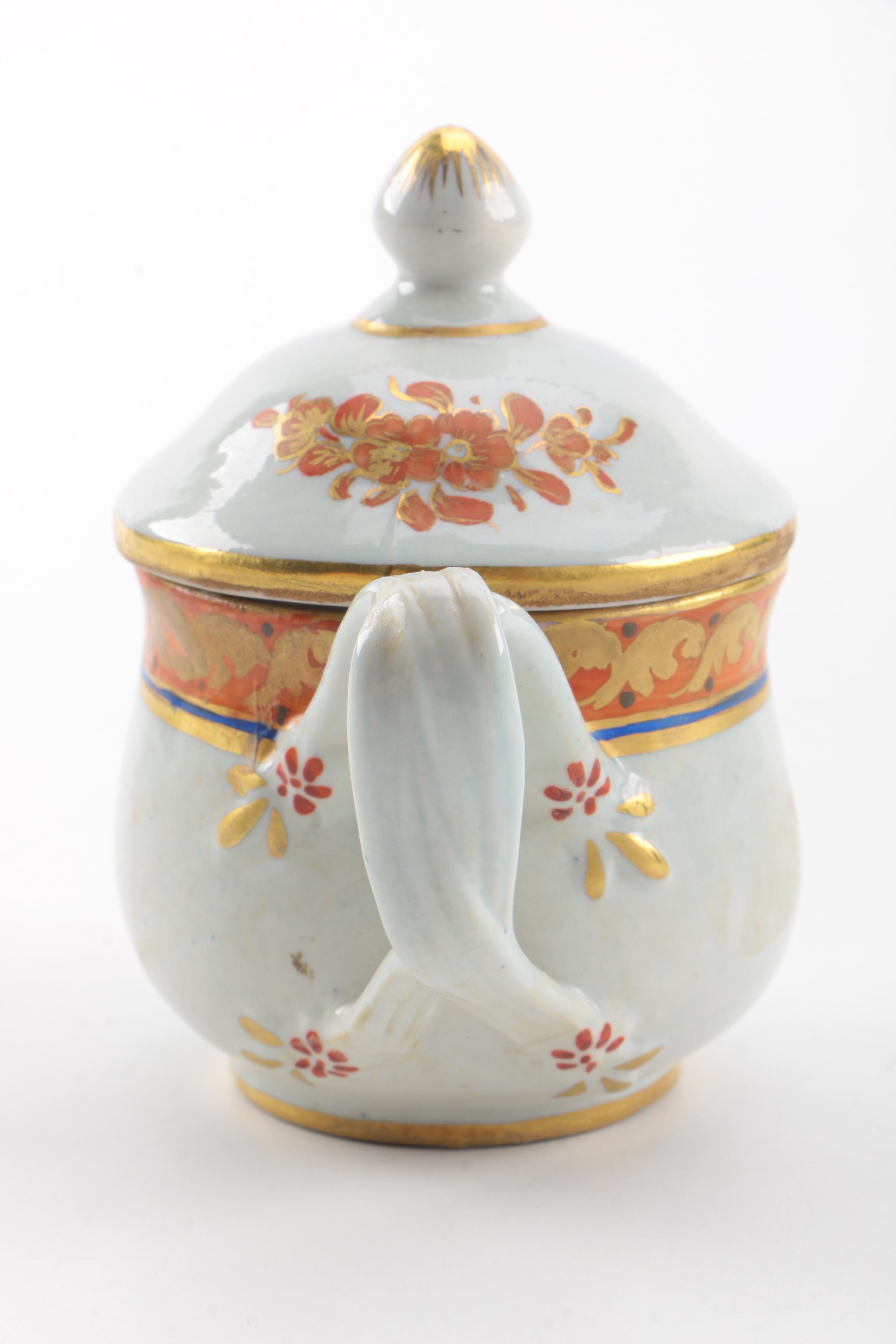 Handpainted Brown and White Ceramic Tableware