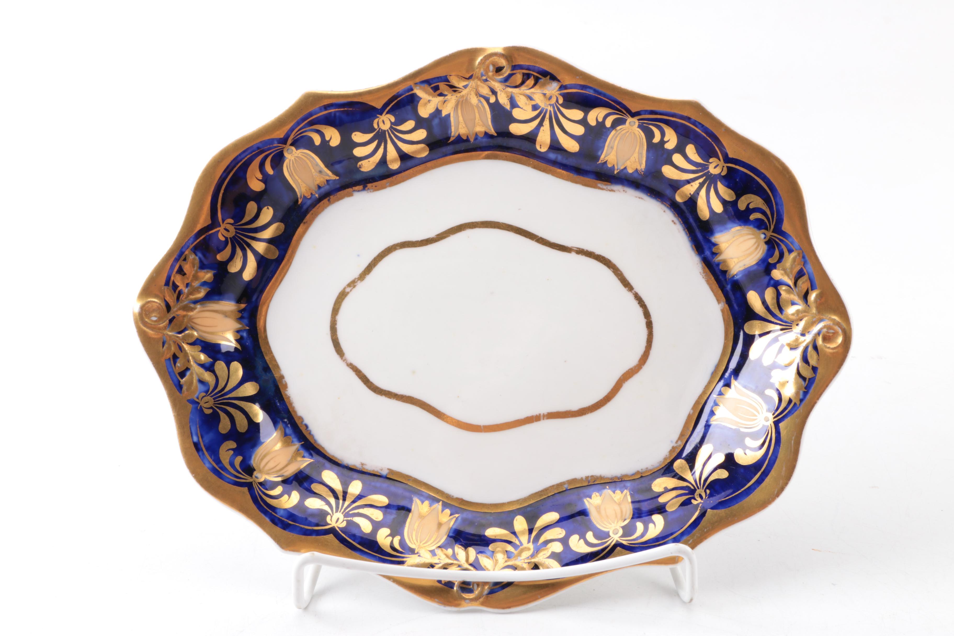 Antique Hand-Painted Porcelain Bowls and Serving Dishes