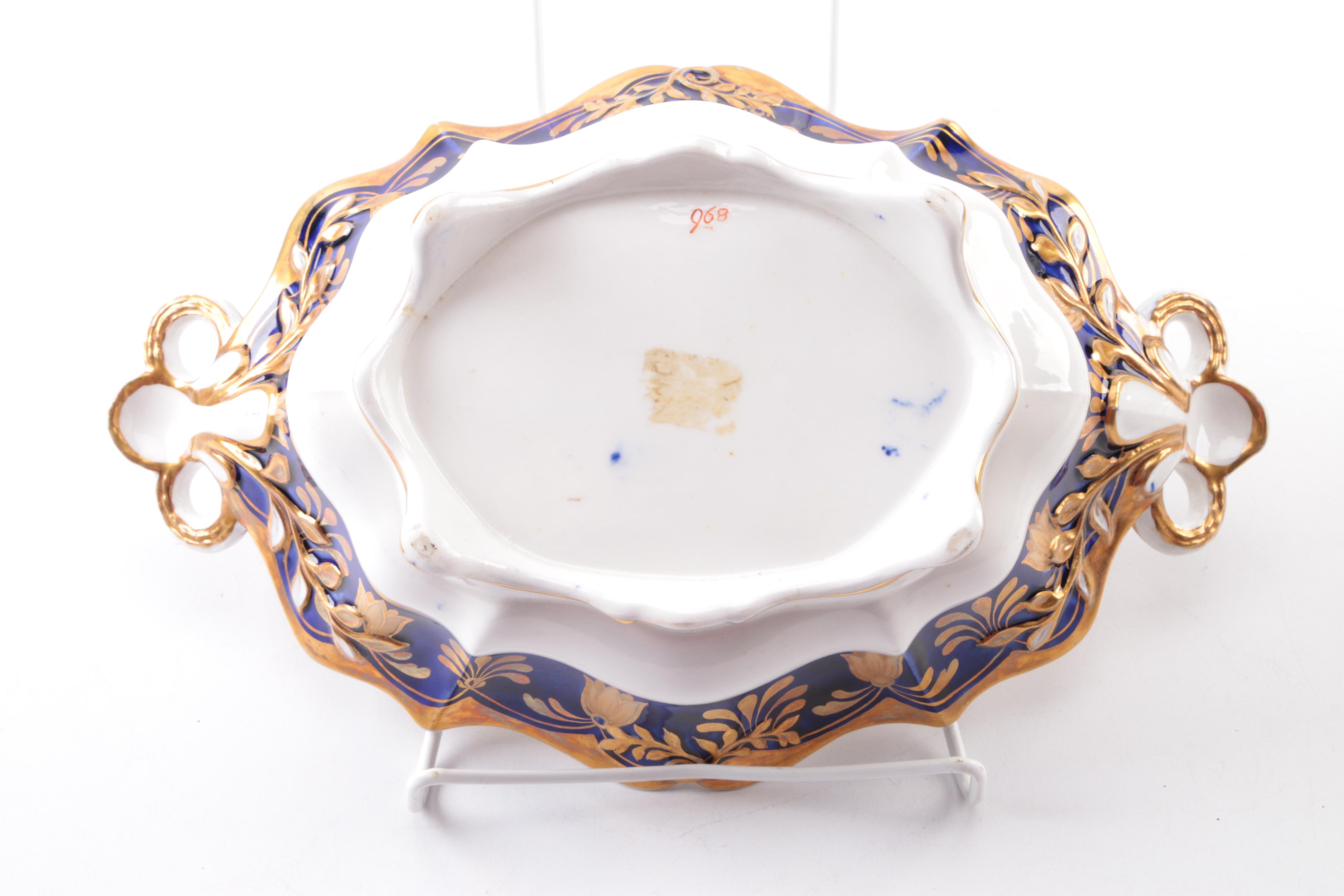 Antique Hand-Painted Porcelain Bowls and Serving Dishes