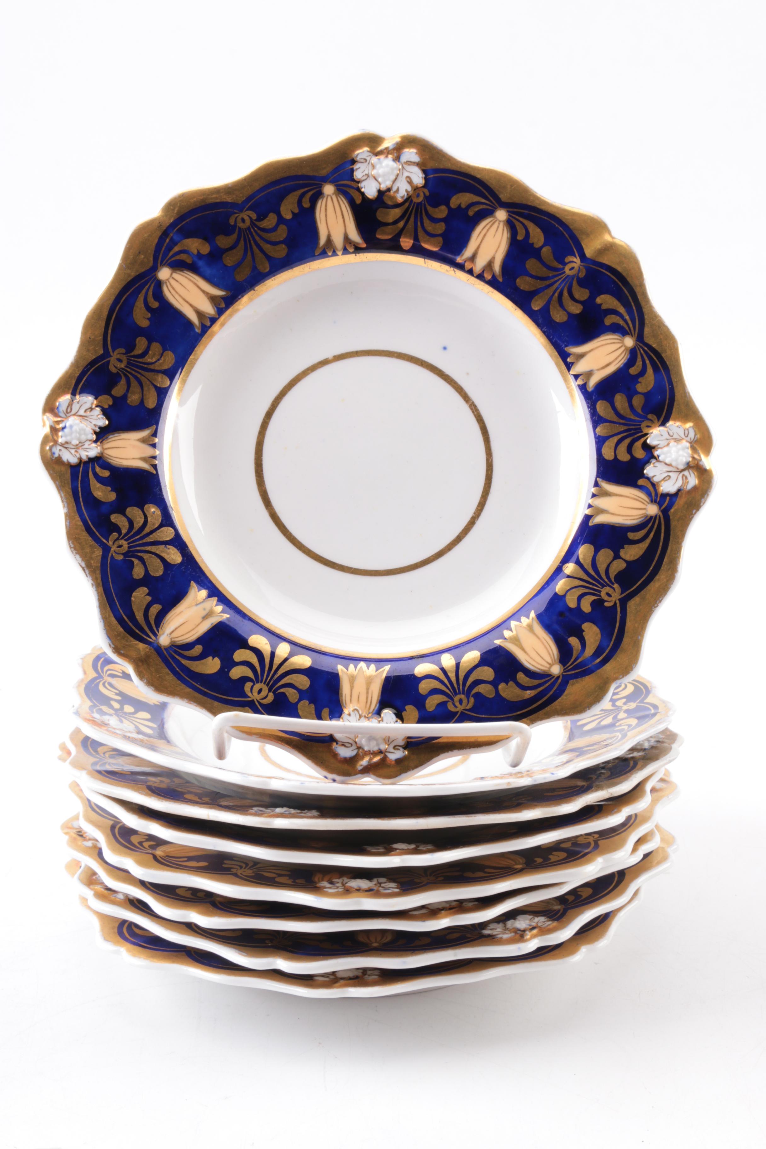 Antique Hand-Painted Porcelain Bowls and Serving Dishes
