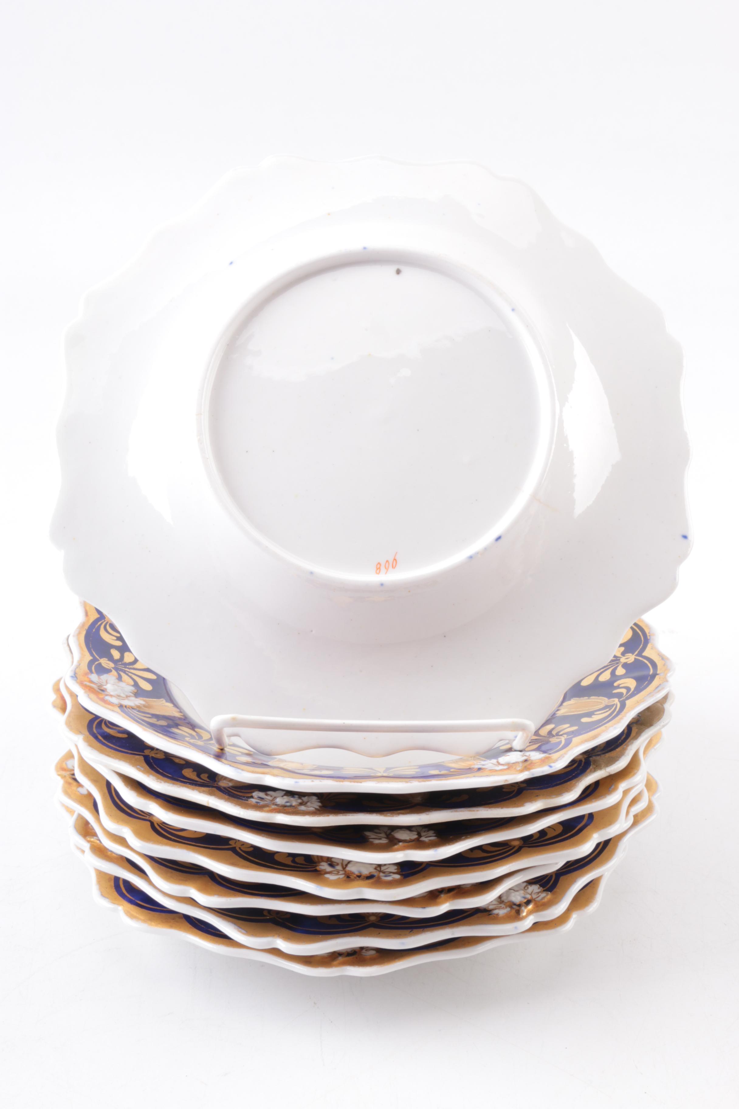 Antique Hand-Painted Porcelain Bowls and Serving Dishes