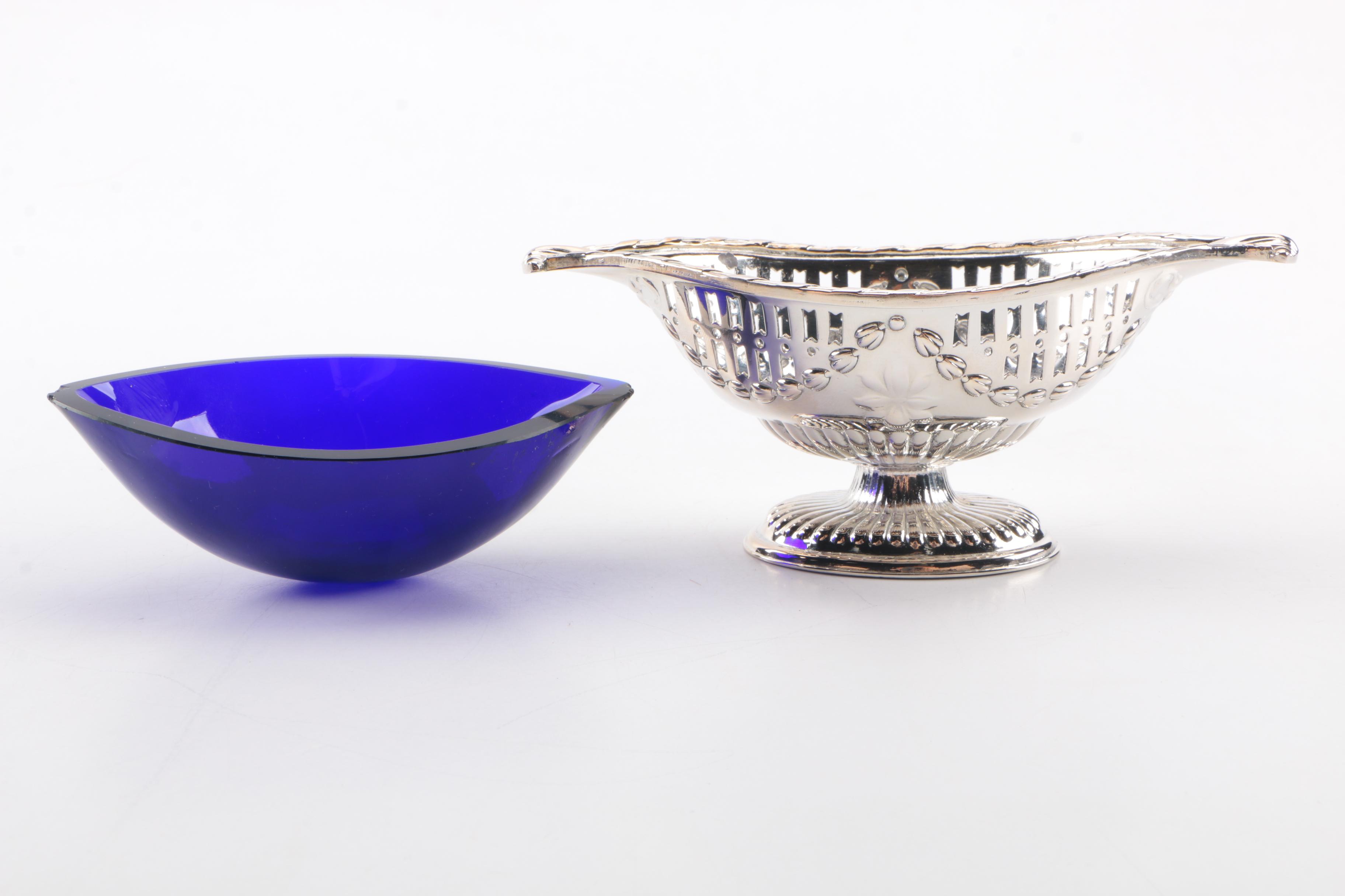 Assortment of Silver Plate Salt Cellars Including Ellis-Barker