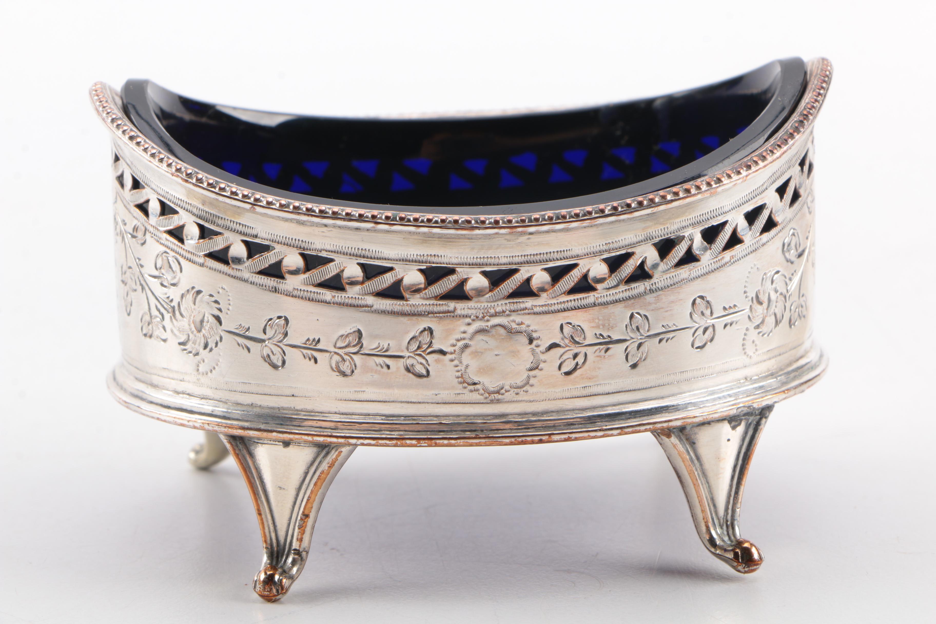 Assortment of Silver Plate Salt Cellars Including Ellis-Barker