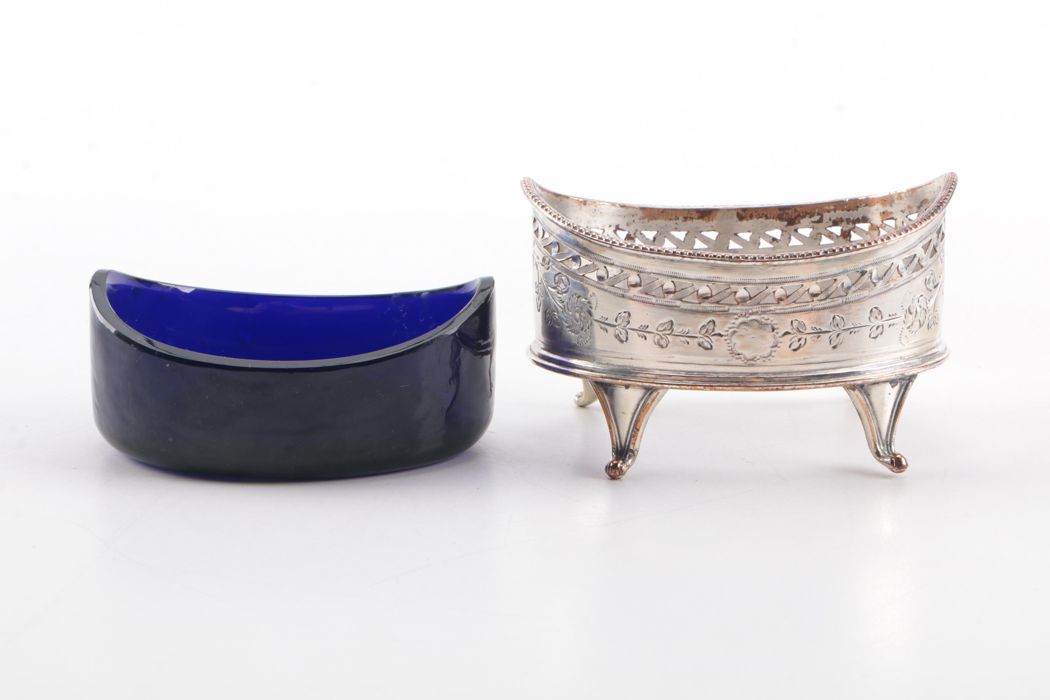 Assortment of Silver Plate Salt Cellars Including Ellis-Barker