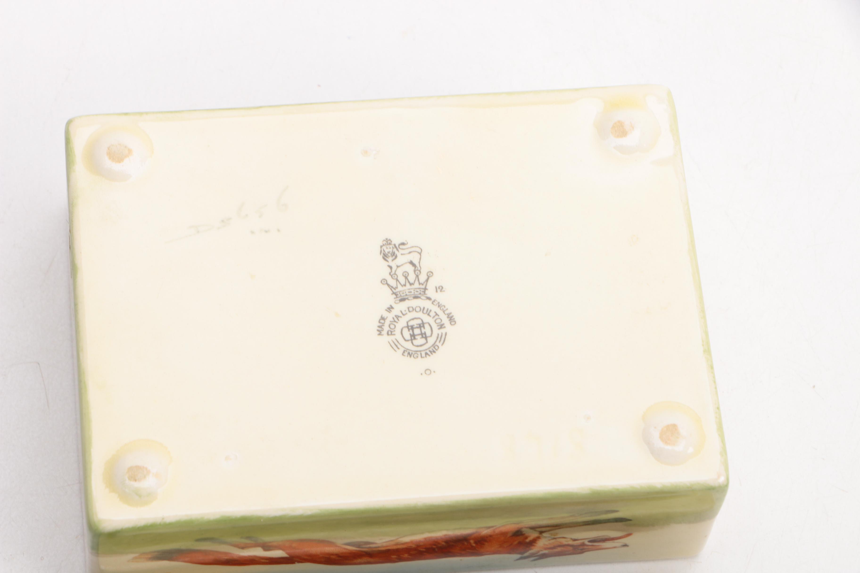 Royal Doulton Porcelain Foxhunt Trinket Box and Trays