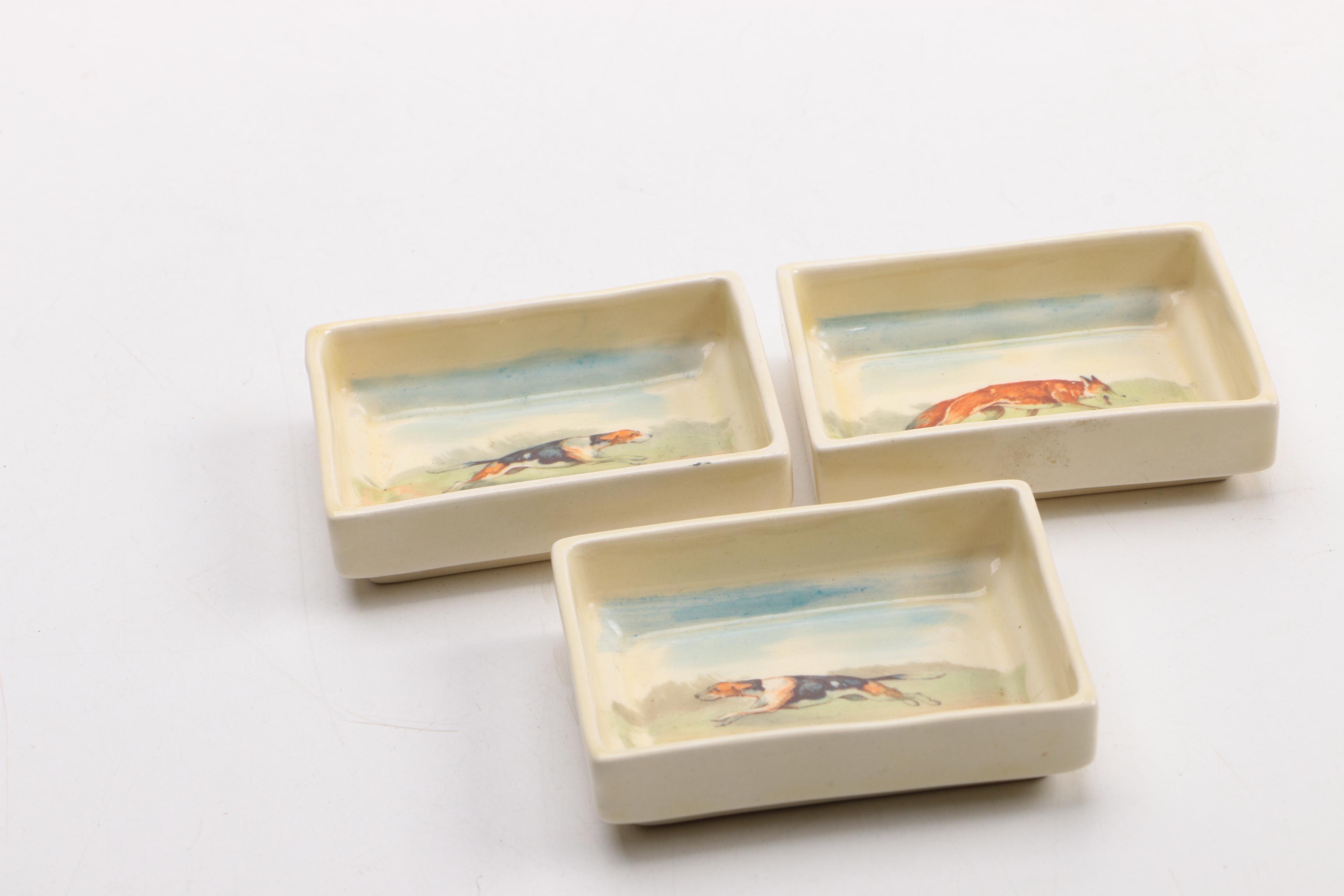 Royal Doulton Porcelain Foxhunt Trinket Box and Trays