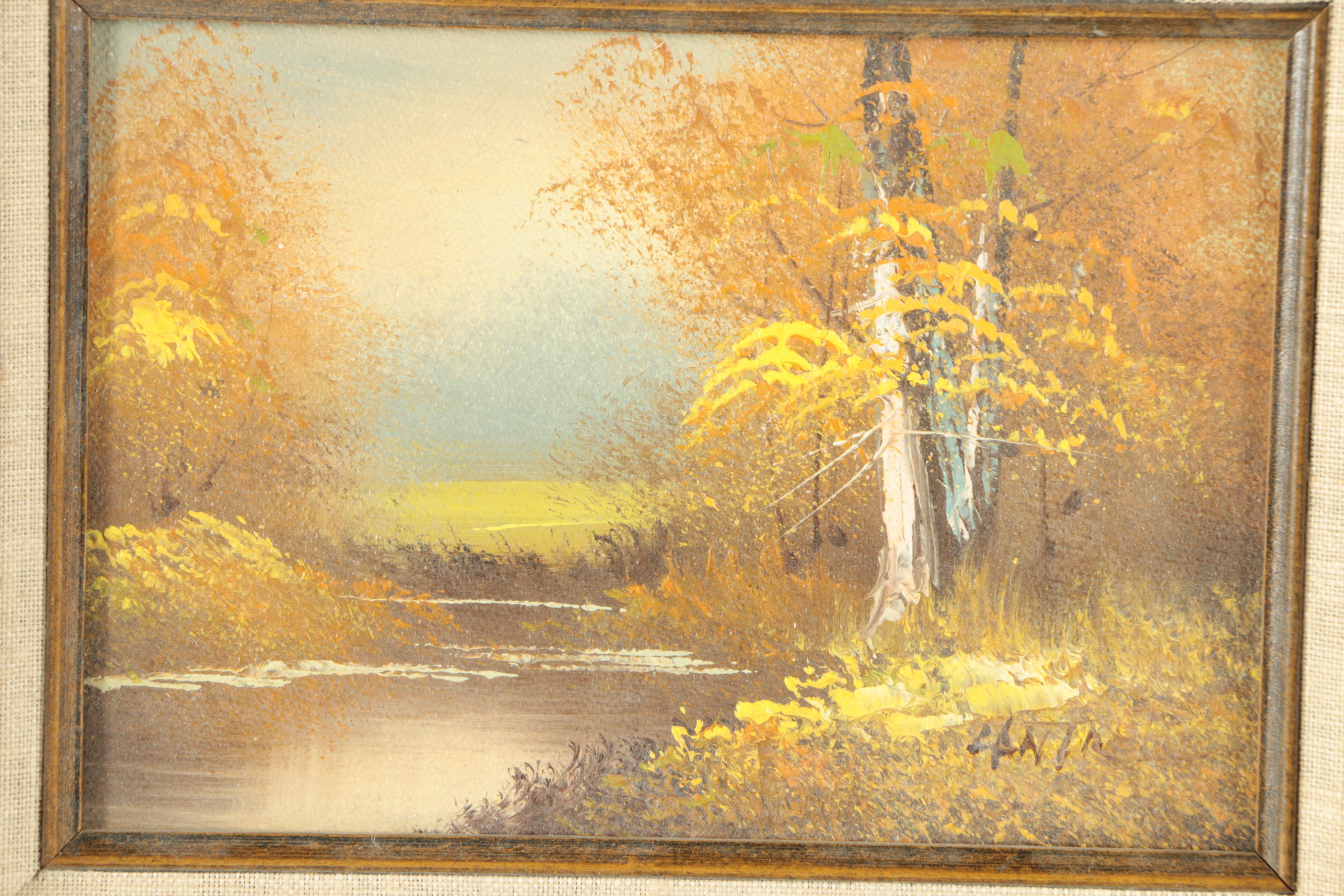 Oil Paintings of a Barn and a Stream