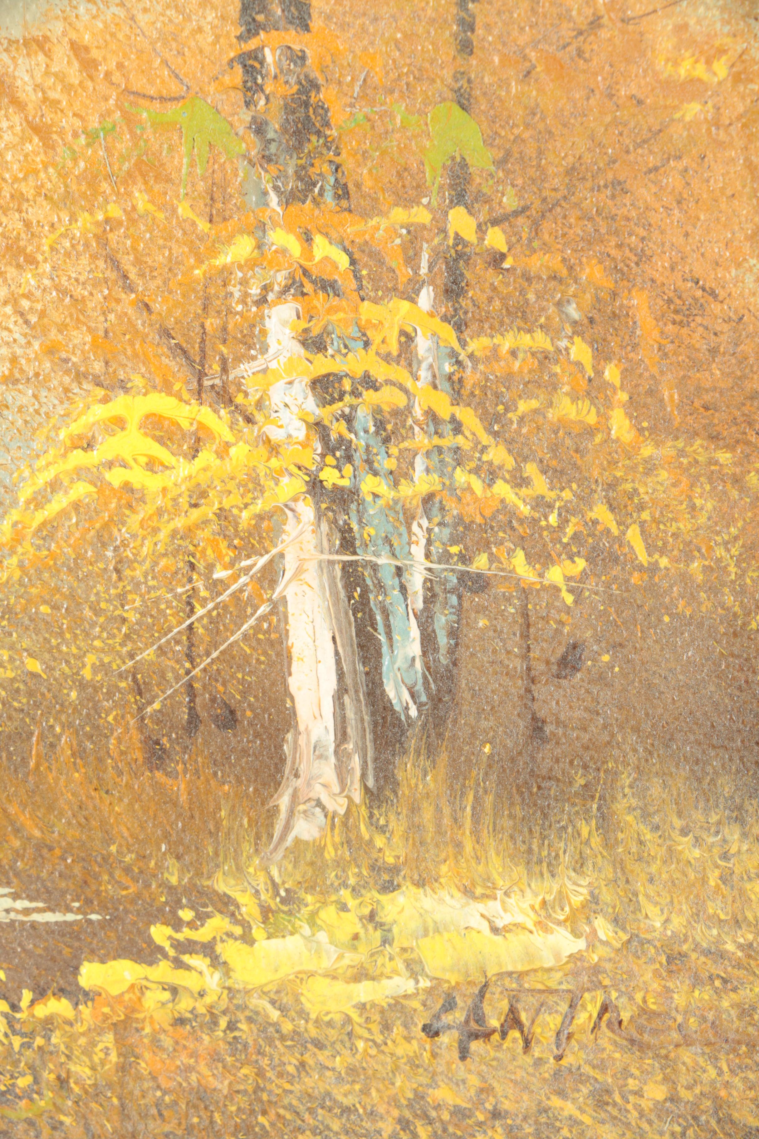 Oil Paintings of a Barn and a Stream