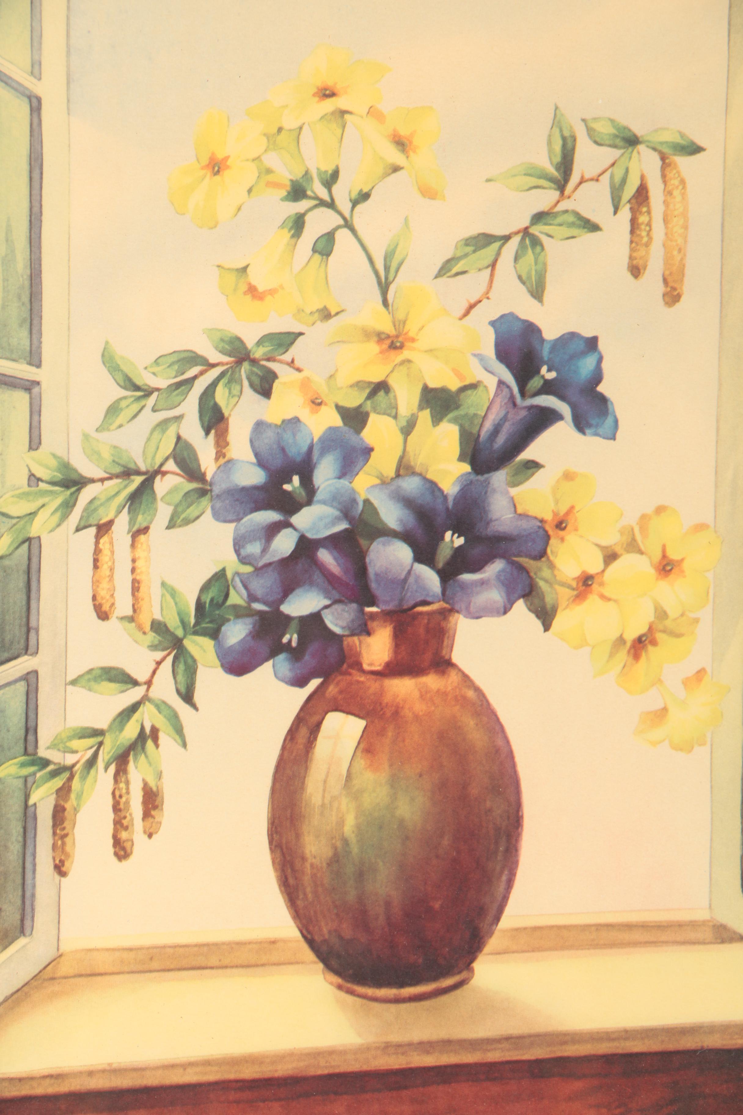 Offset Lithograph on Paper of a Floral Still Life