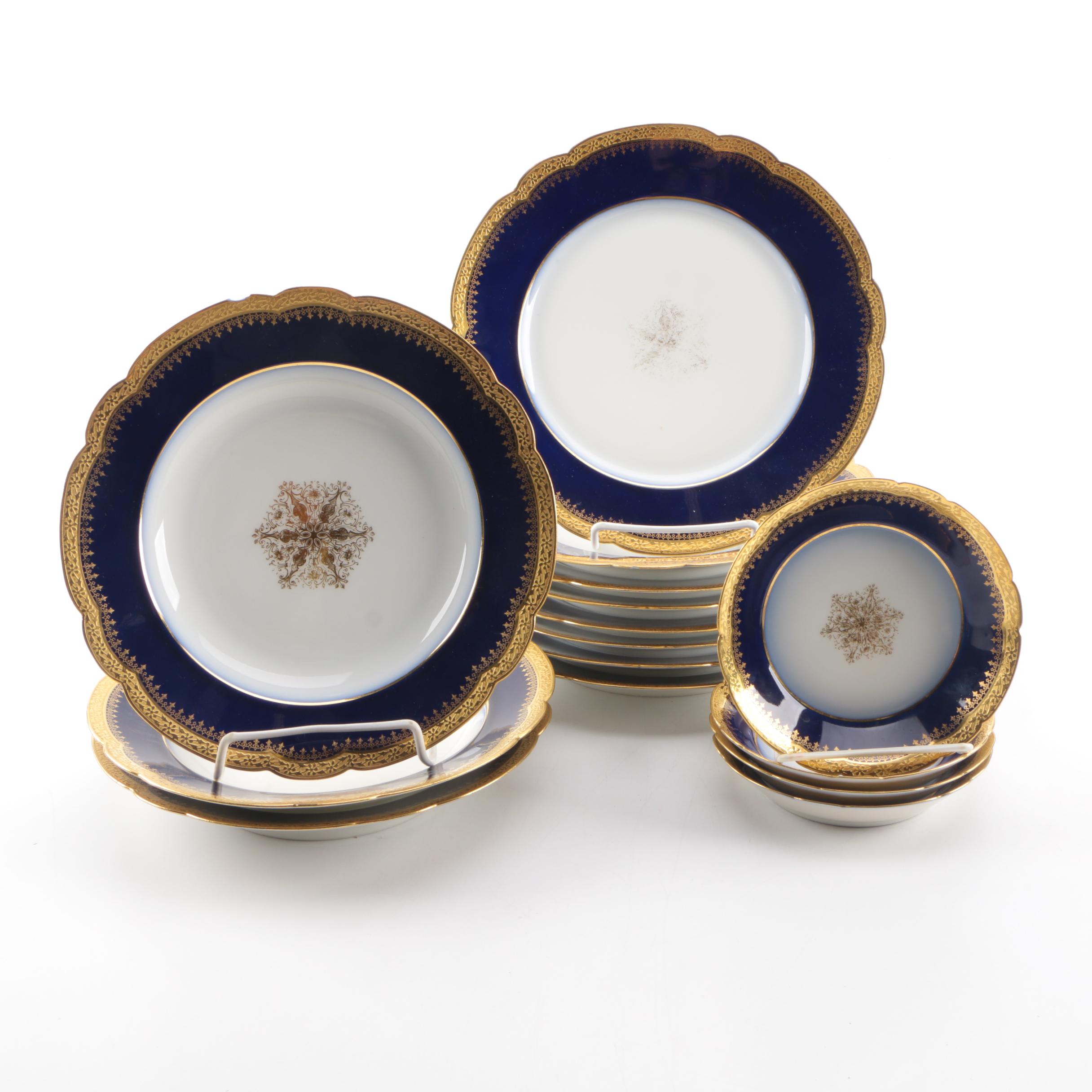 Wm Guerin & Co Limoges Blue and Gold Tableware