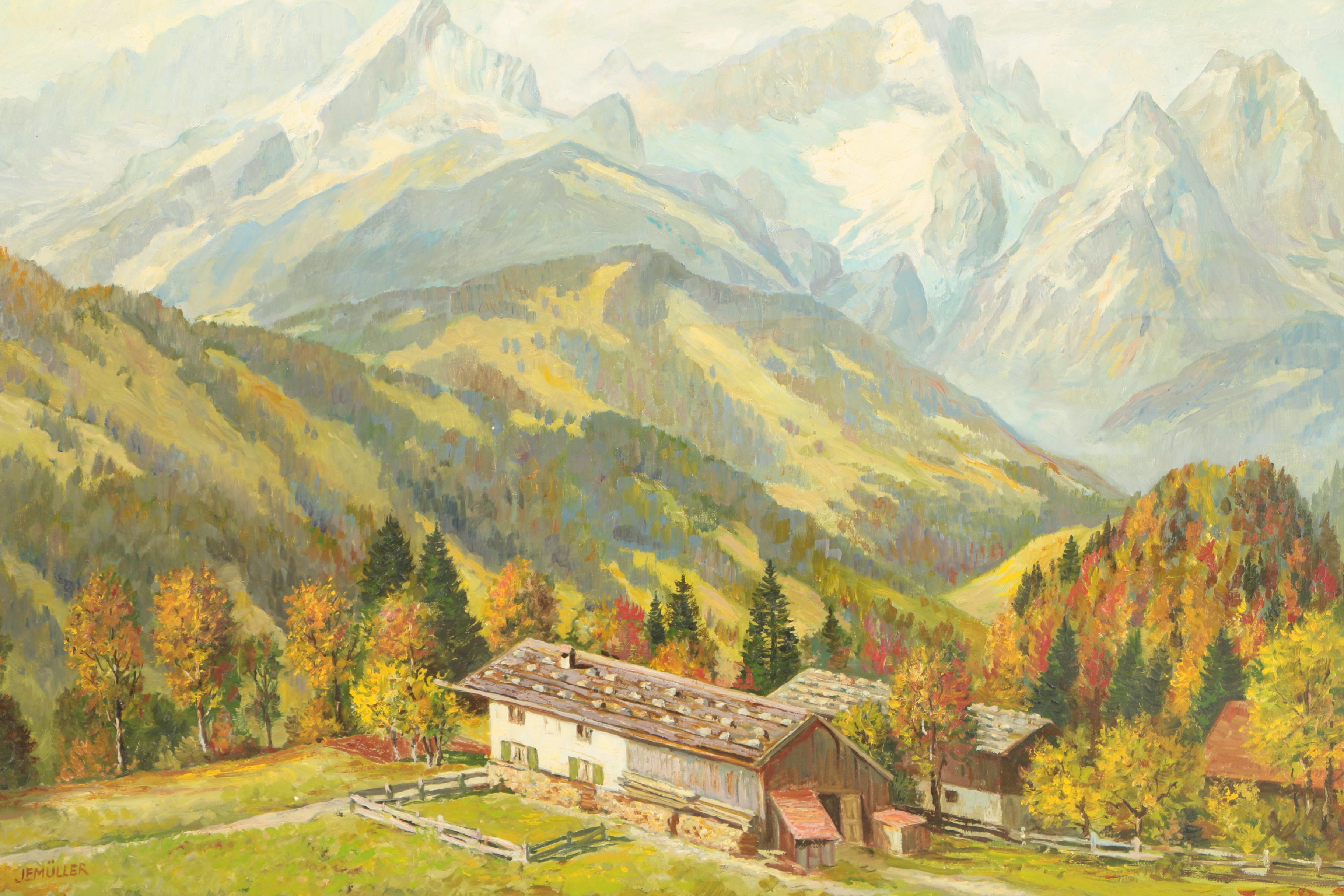 Hans Jemüller Original Signed Oil Landscape Painting on Canvas