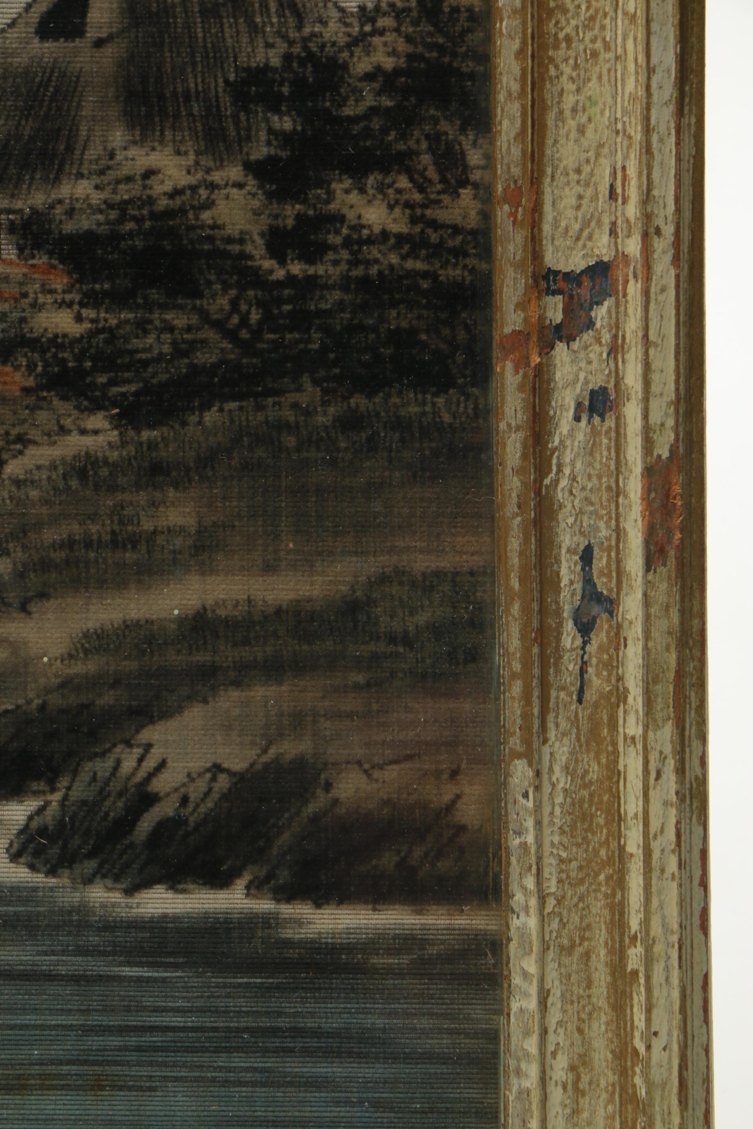 East Asian-Style Watercolor & Ink on Linen of a Landscape