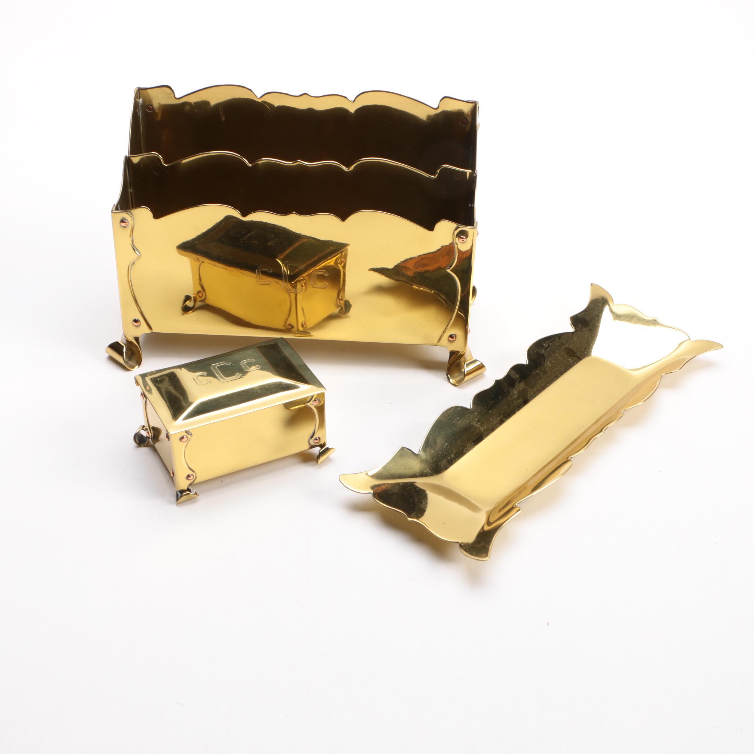Vintage Brass Desk Organizers