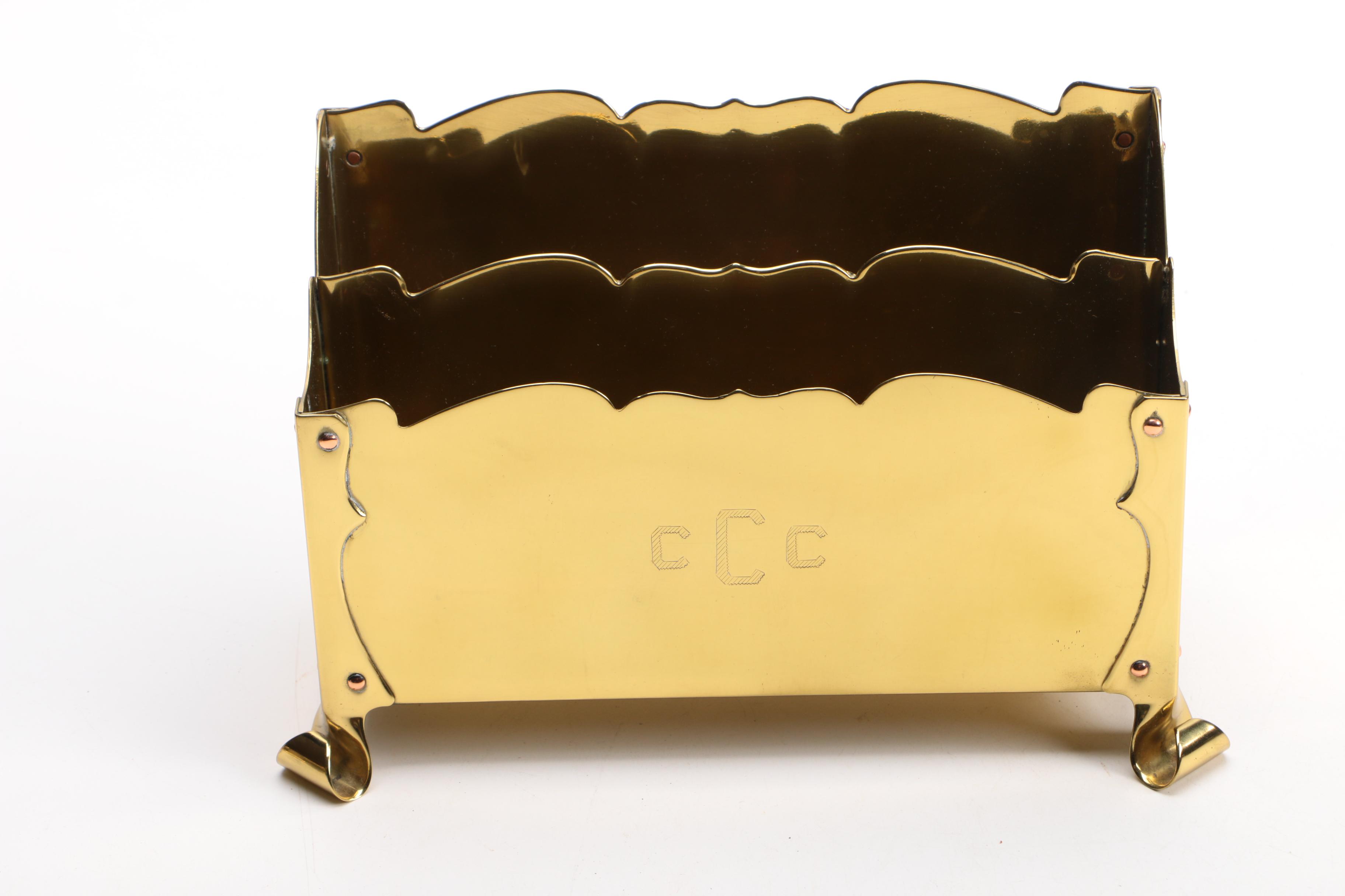 Vintage Brass Desk Organizers