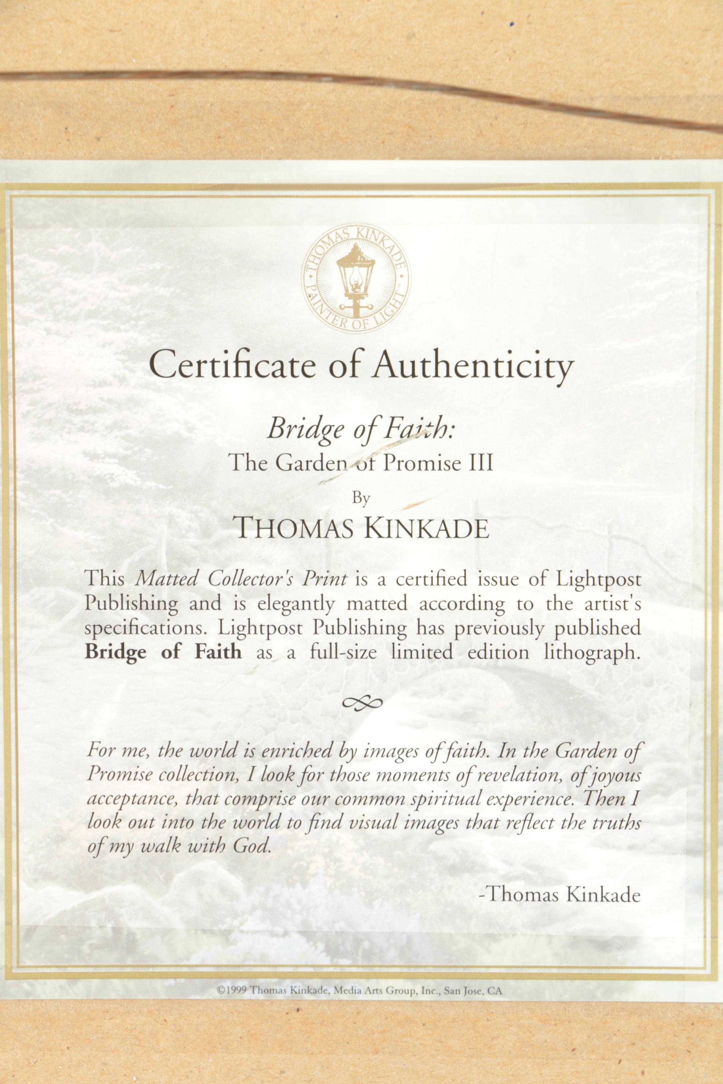 Offset Lithograph After Thomas Kinkade "Bridge of Faith"