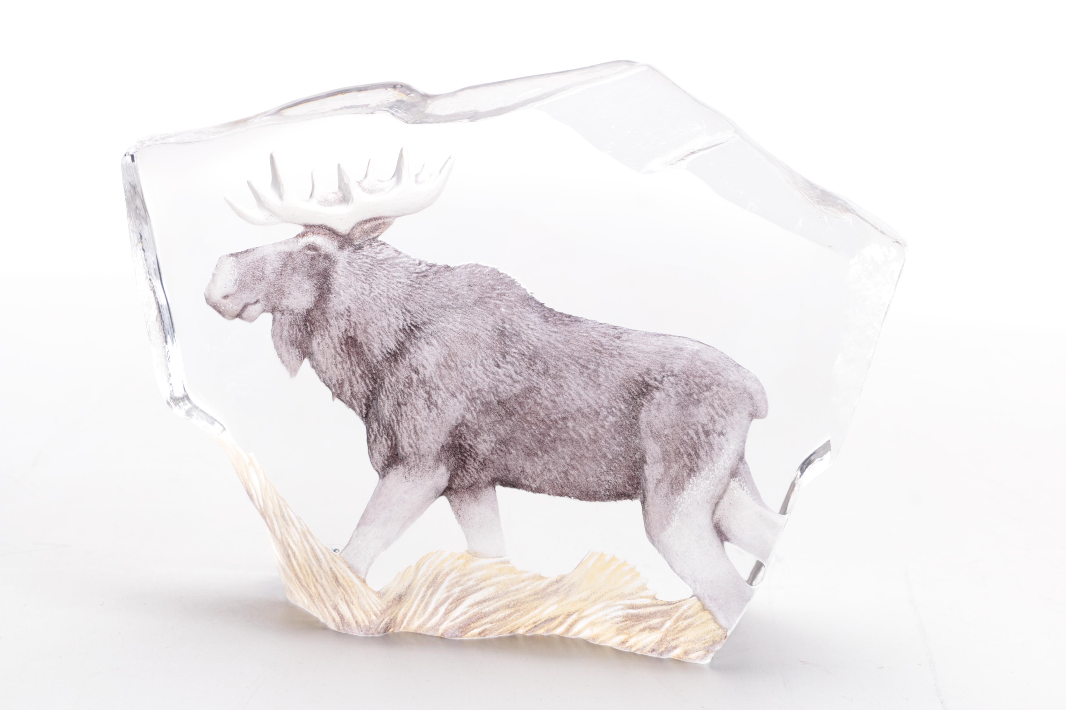 Mats Jonasson Crystal Art Glass Moose Sculpture