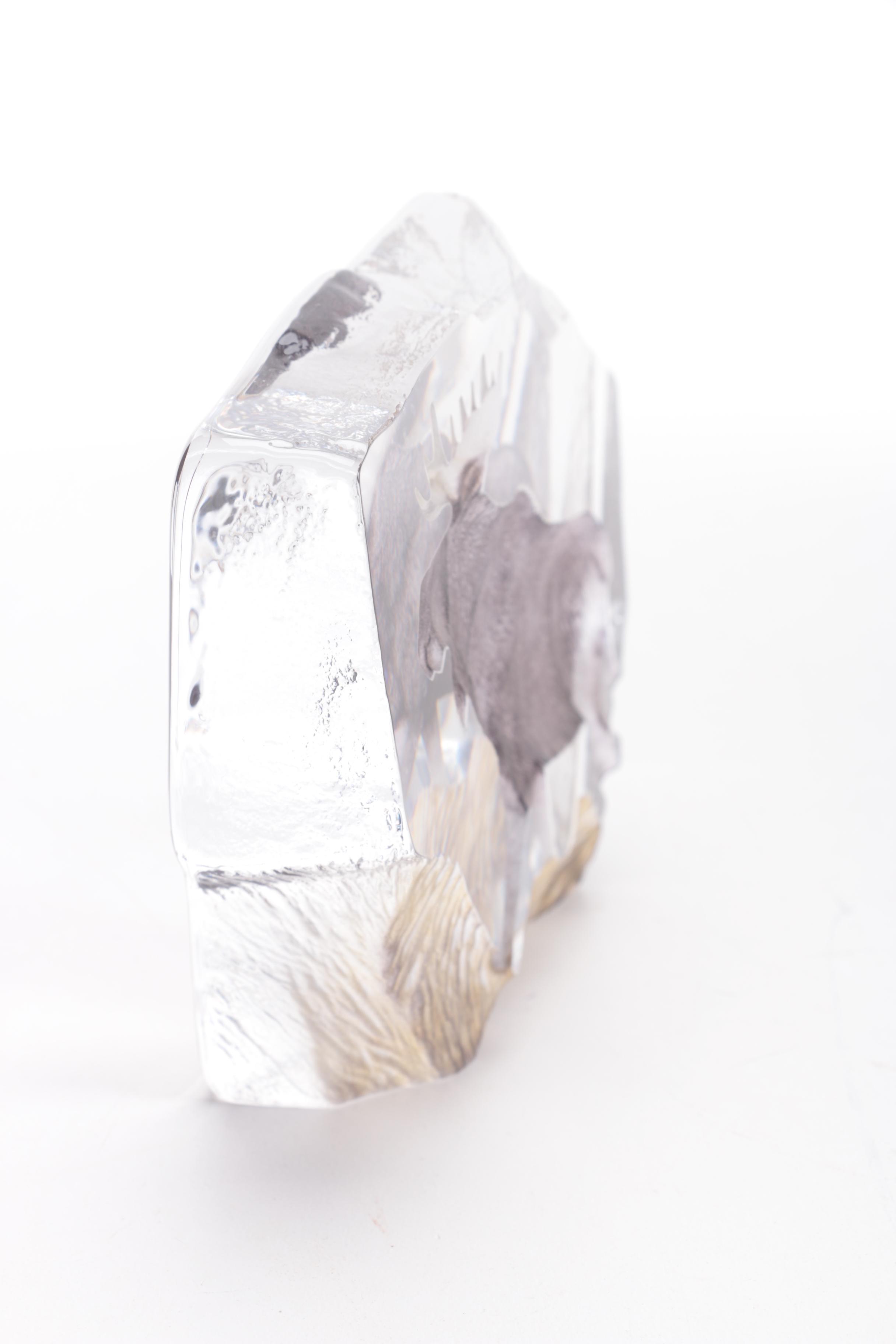 Mats Jonasson Crystal Art Glass Moose Sculpture