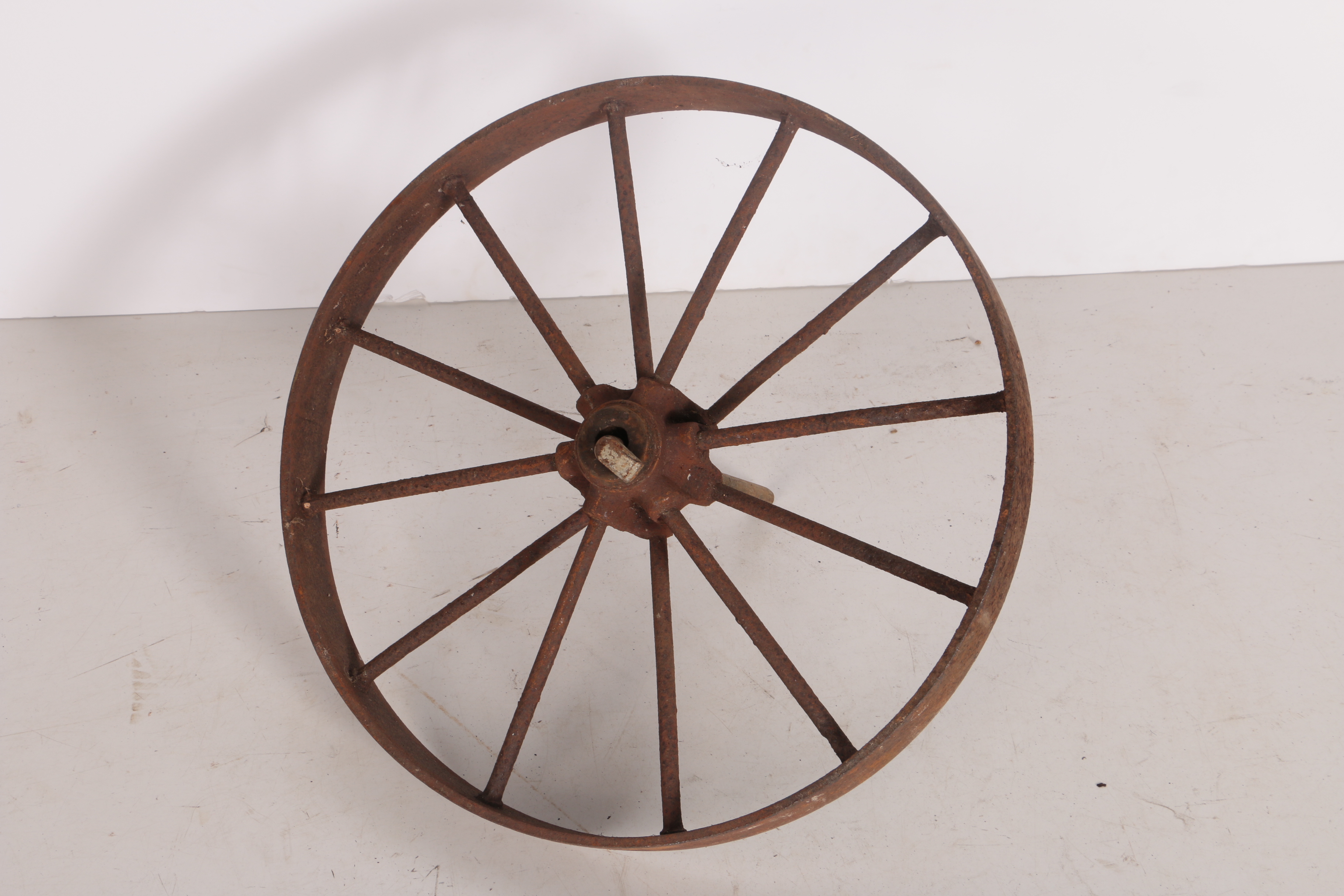 Two Decorative Metal Wagon Wheels