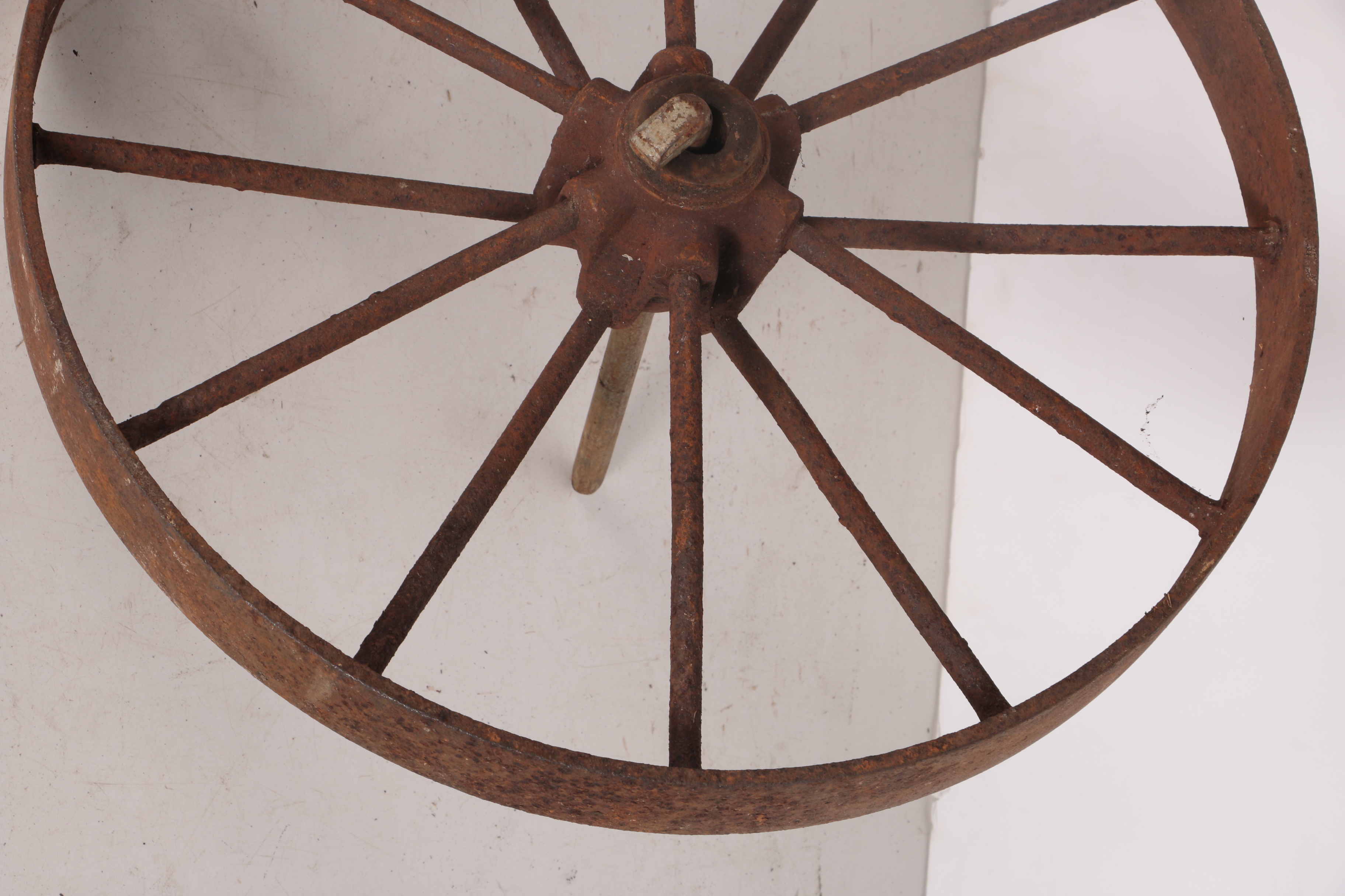 Two Decorative Metal Wagon Wheels