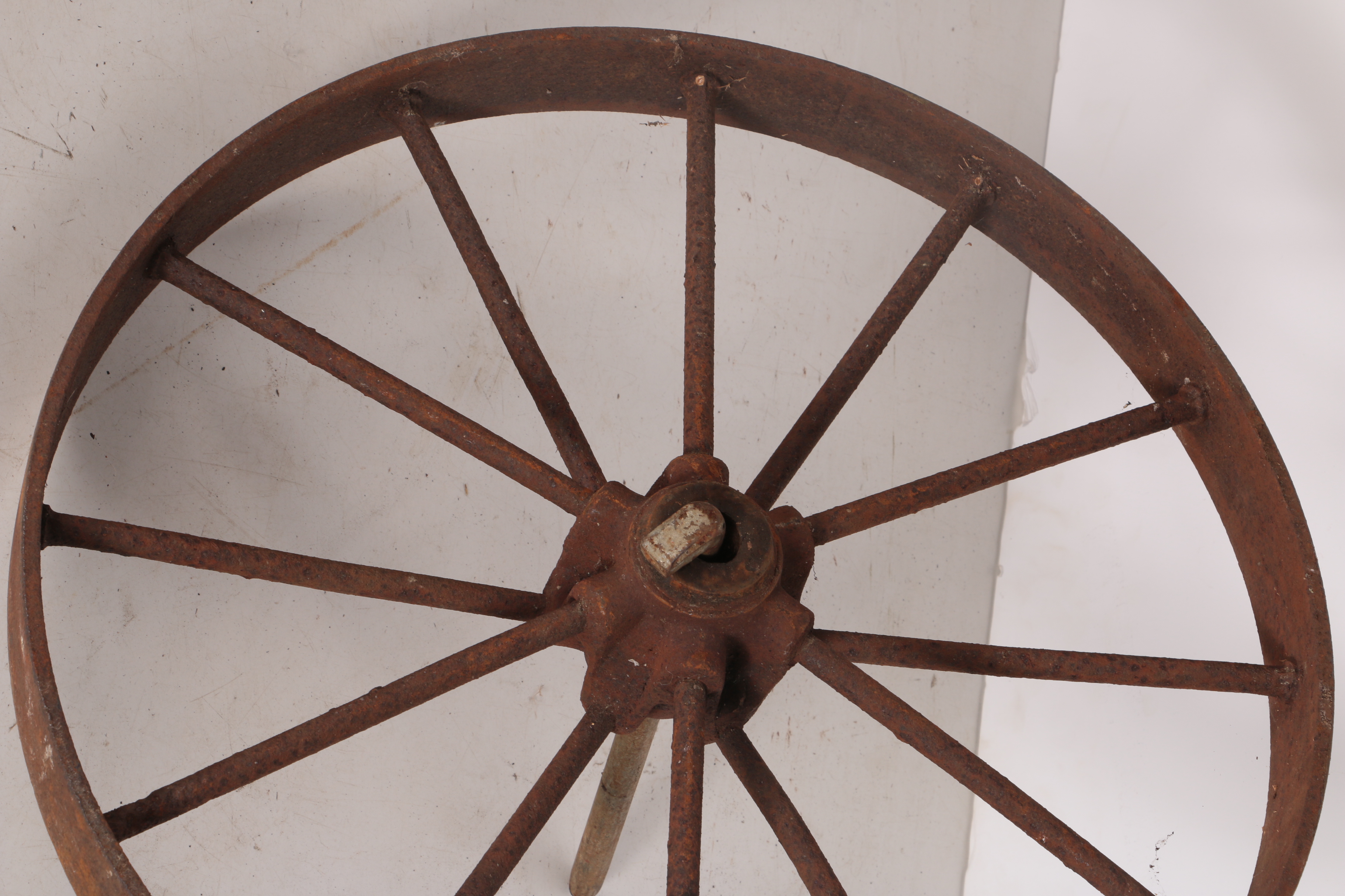 Two Decorative Metal Wagon Wheels