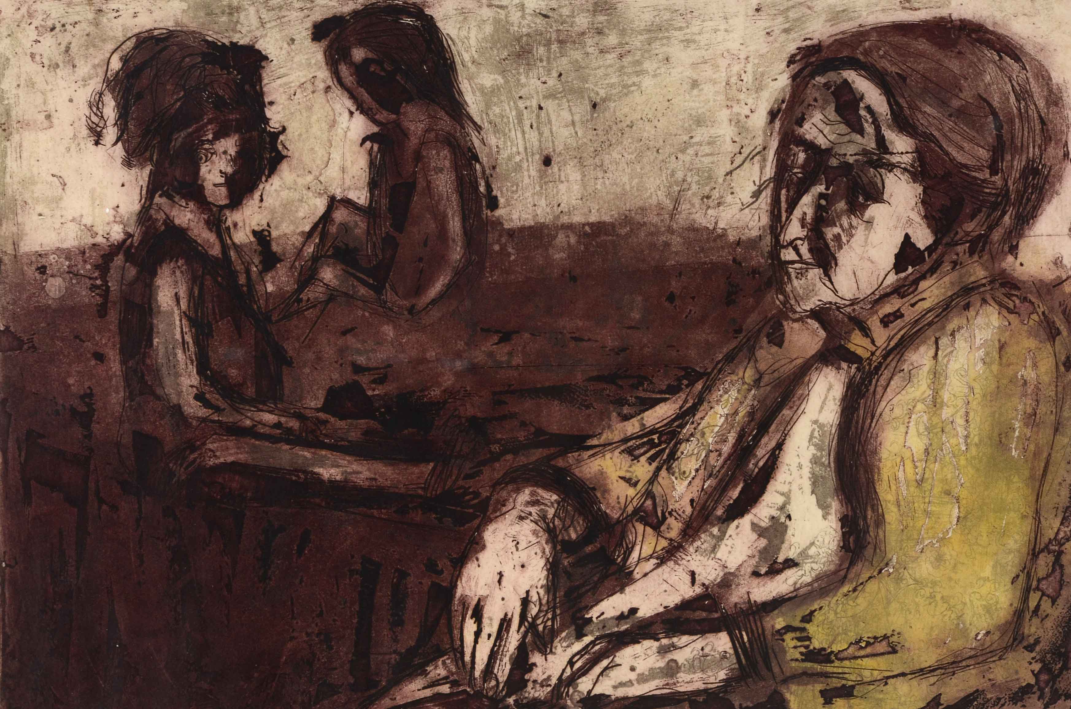 Ellen Milan Signed Artist's Proof Collograph "Premonition"