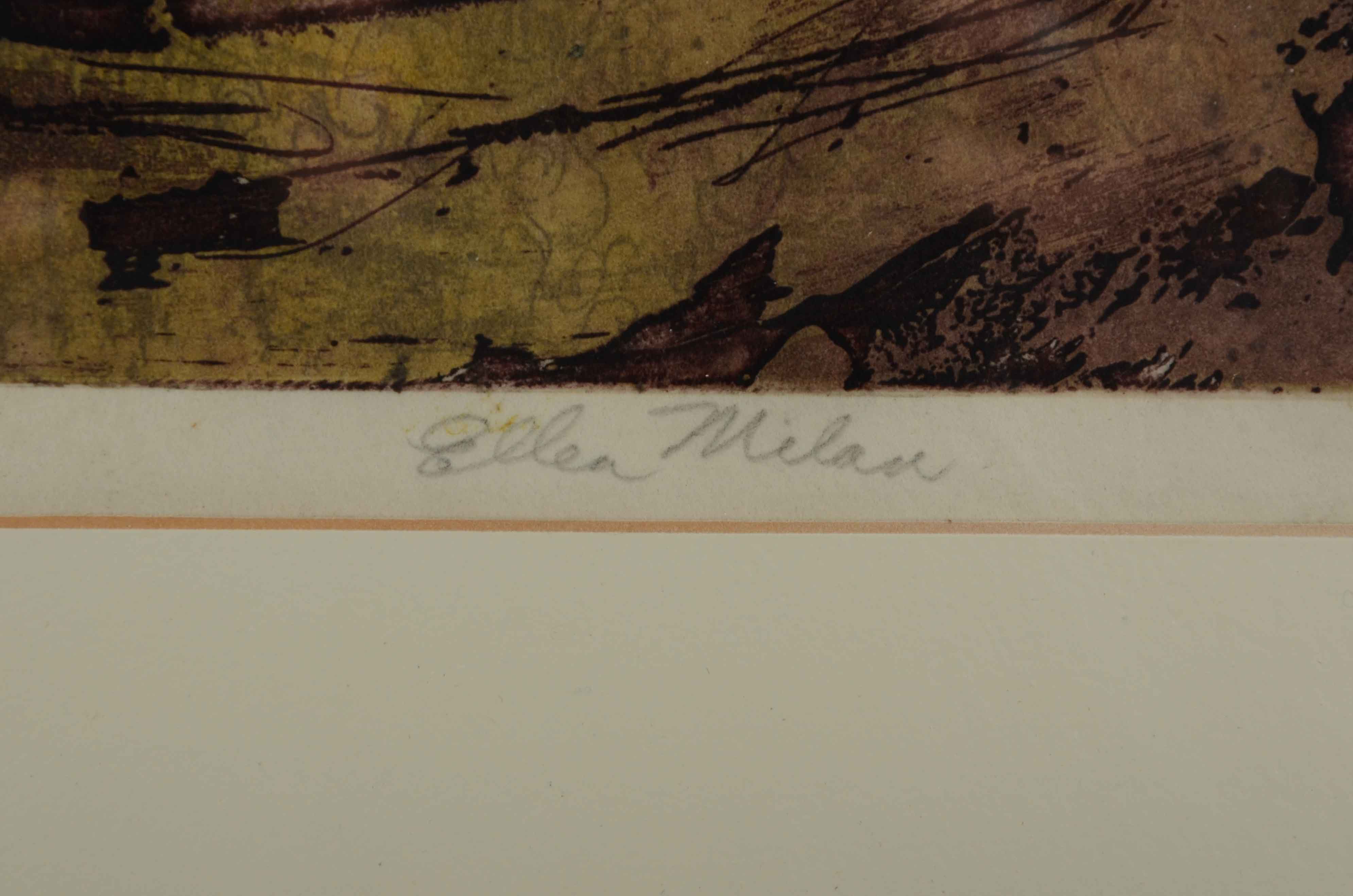 Ellen Milan Signed Artist's Proof Collograph "Premonition"