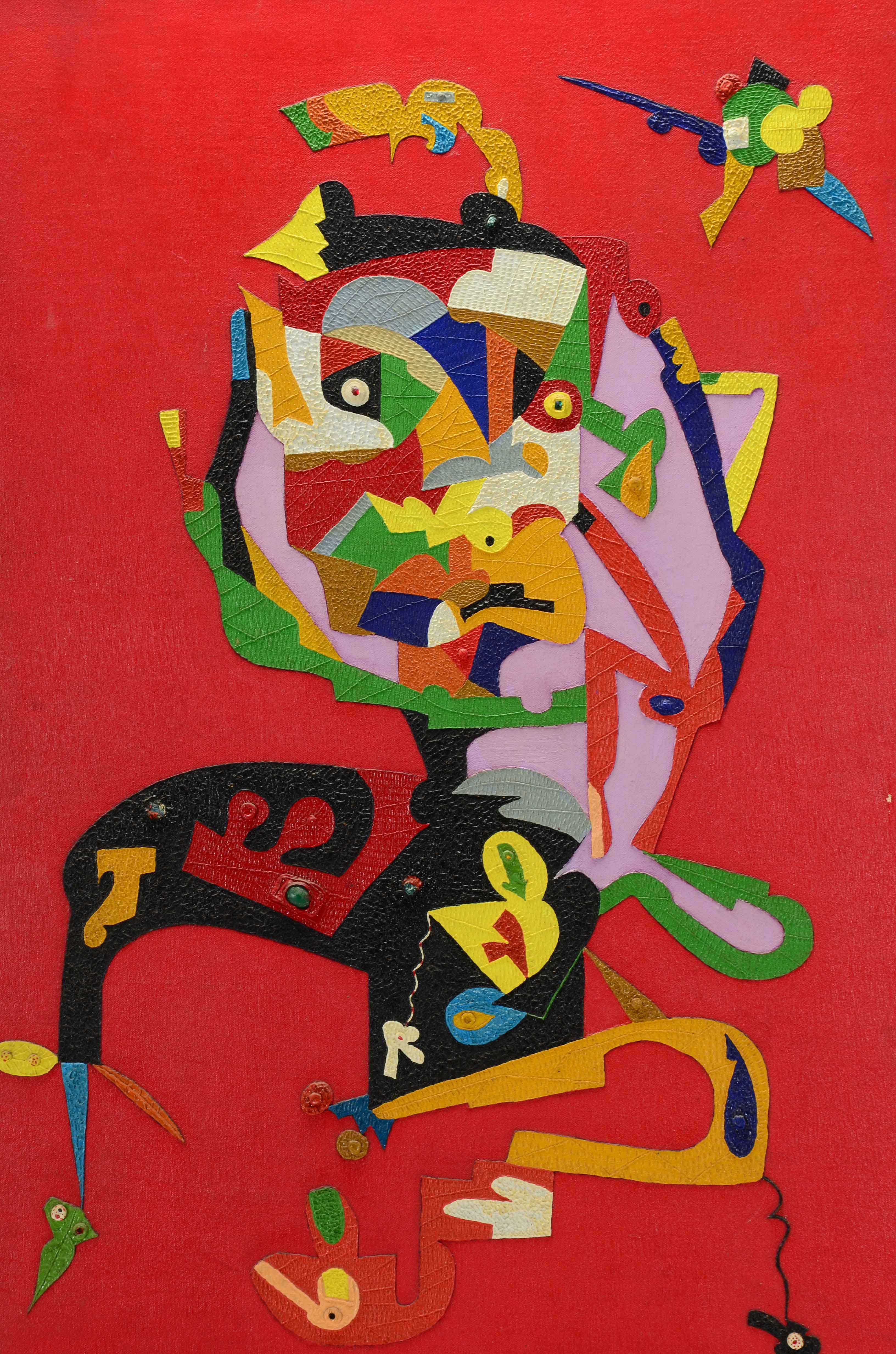 Henri Pierre Esteve Di Meliora Mixed Media Abstract Painting "Empty Face"