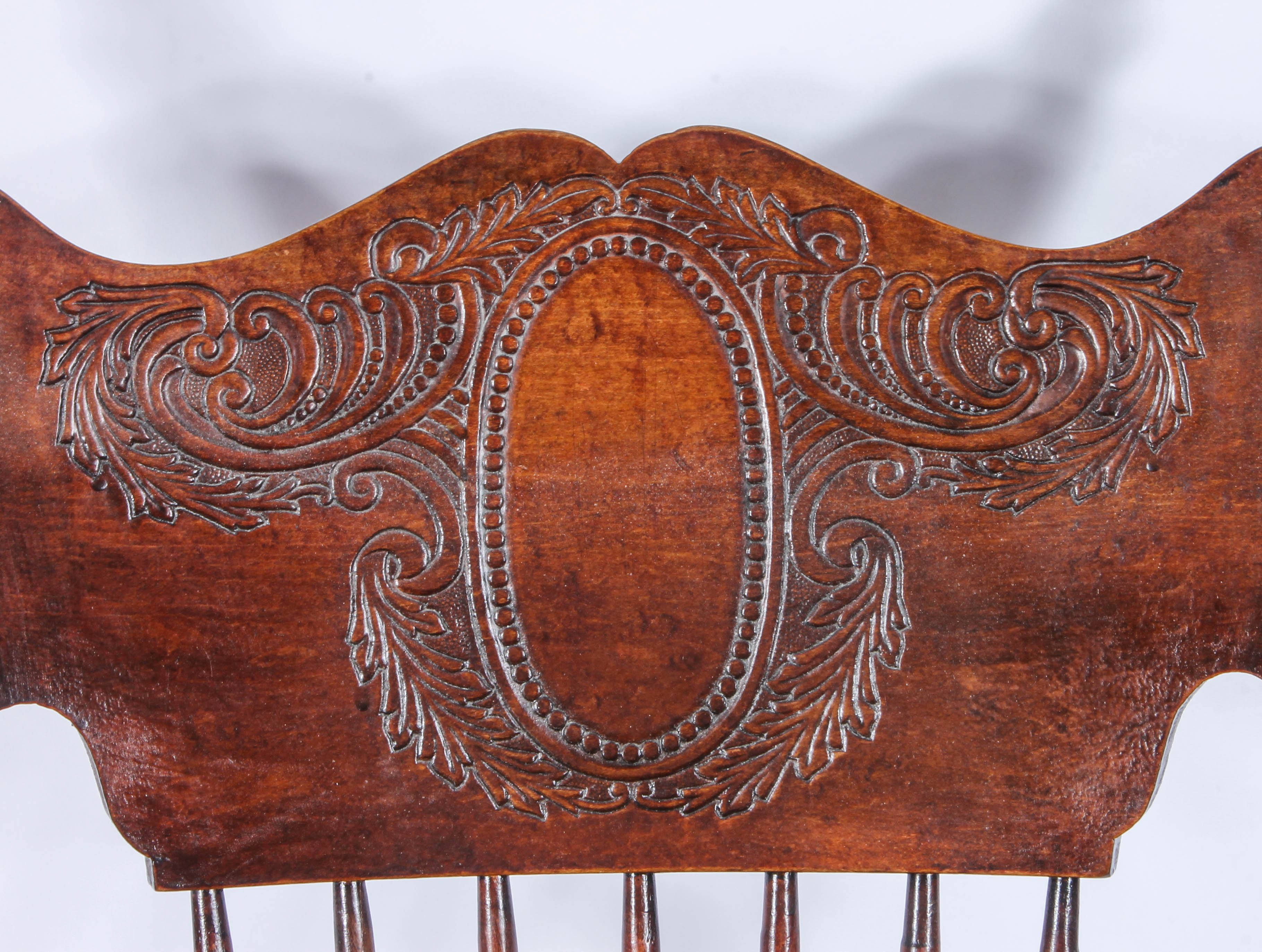 Antique Pressed Back Rocking Chair with Leather Seat