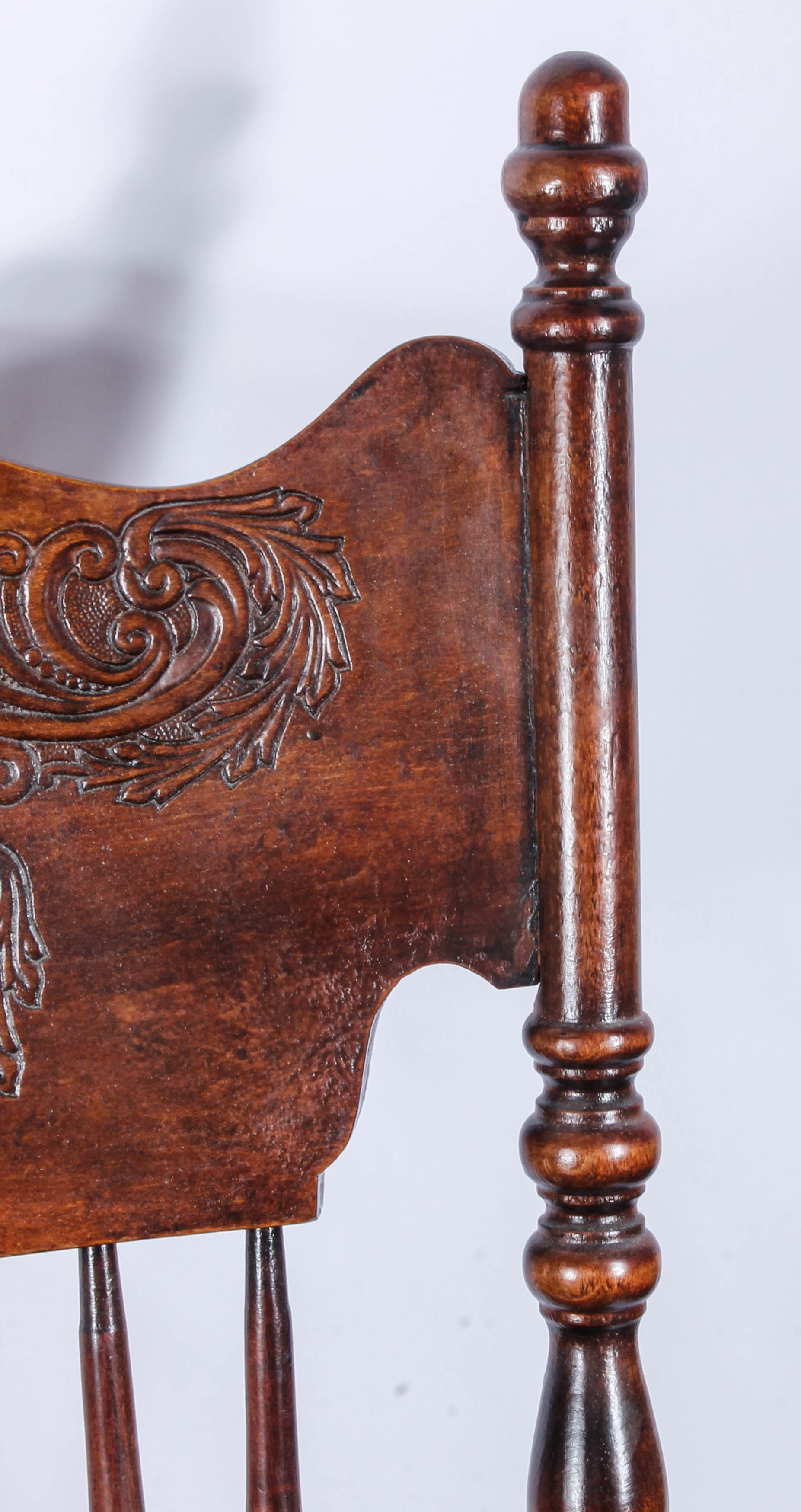 Antique Pressed Back Rocking Chair with Leather Seat