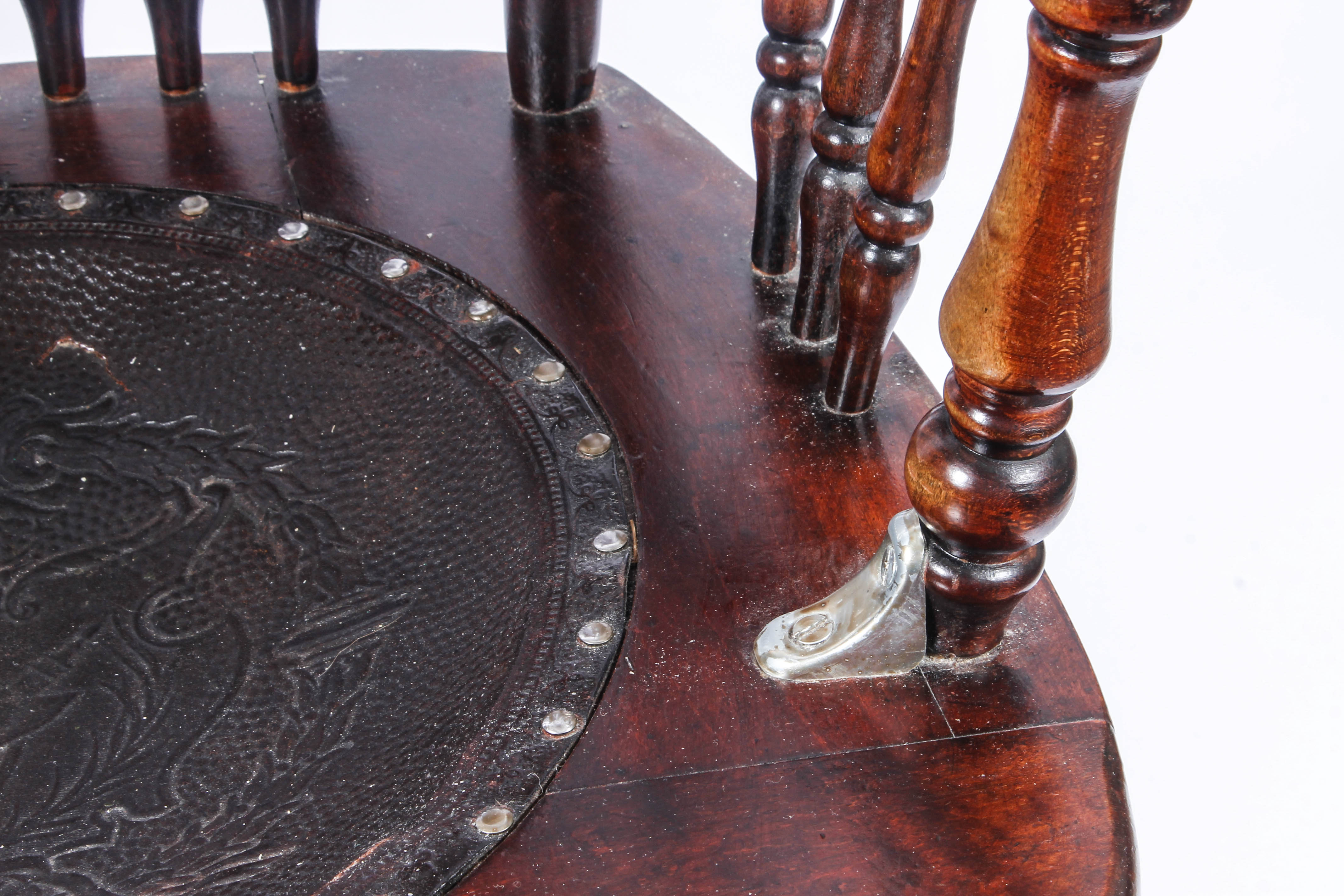 Antique Pressed Back Rocking Chair with Leather Seat