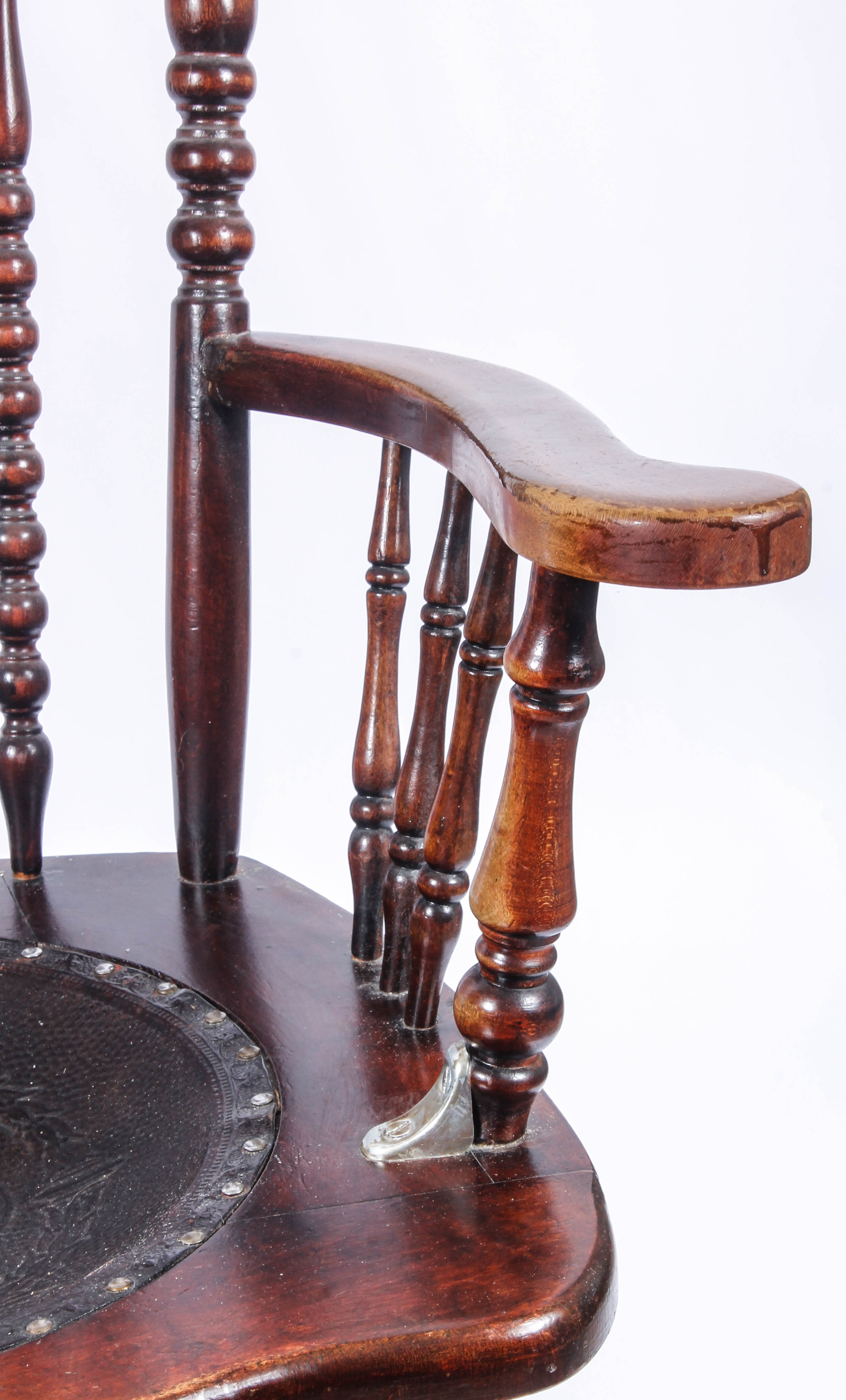 Antique Pressed Back Rocking Chair with Leather Seat