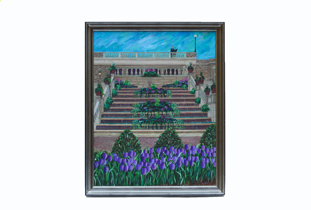 Kim Stegeman Acrylic Painting Titled "Ault Park Pavilion"