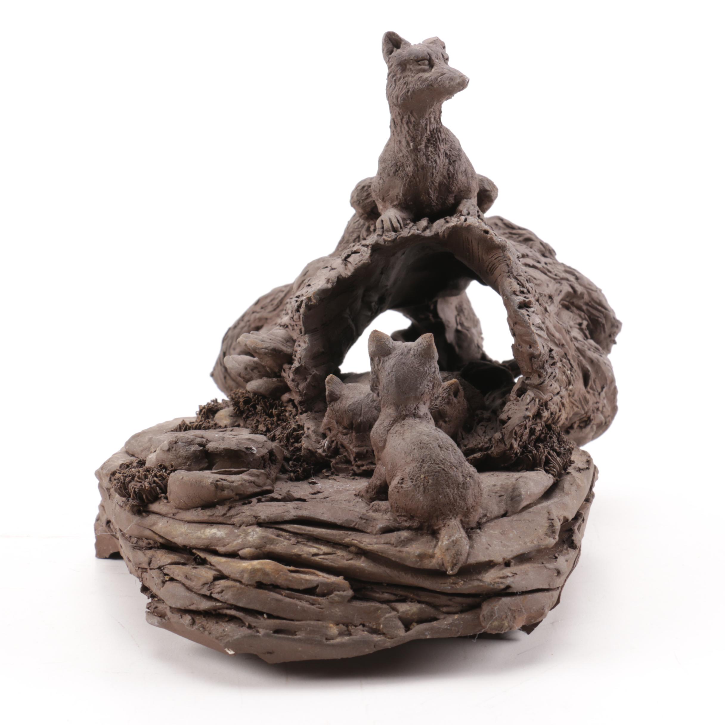 Metal Figurine of a Fox Den