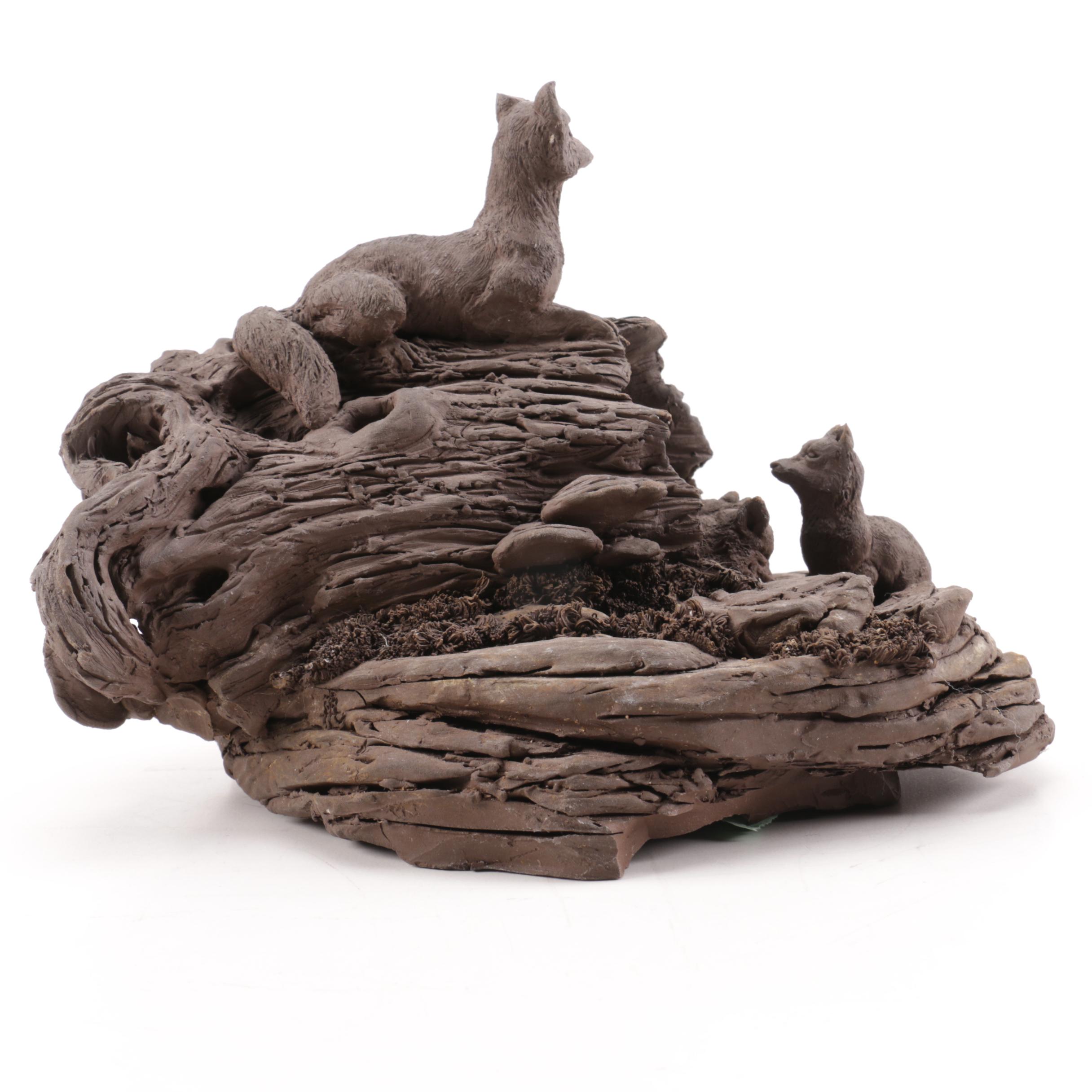 Metal Figurine of a Fox Den