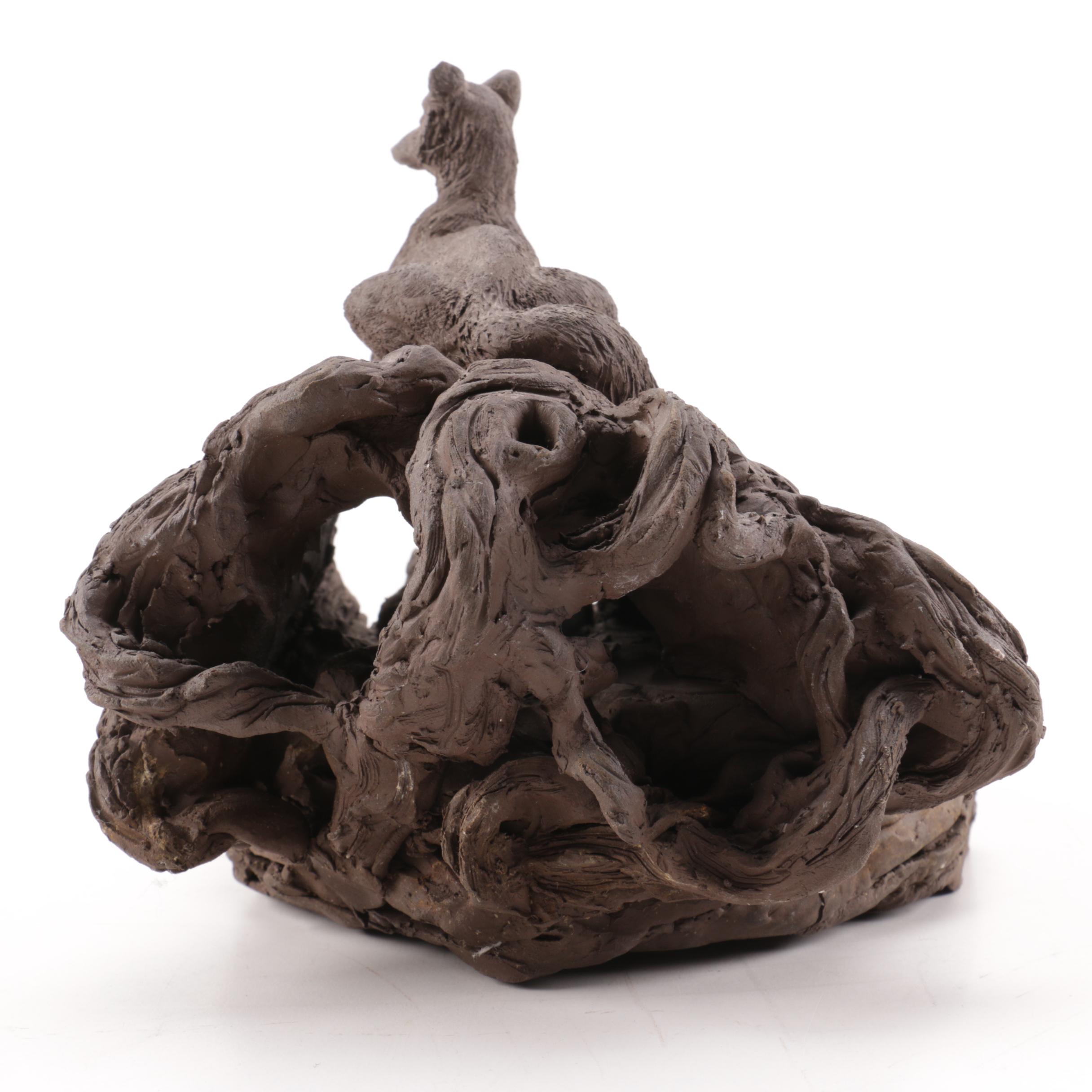Metal Figurine of a Fox Den