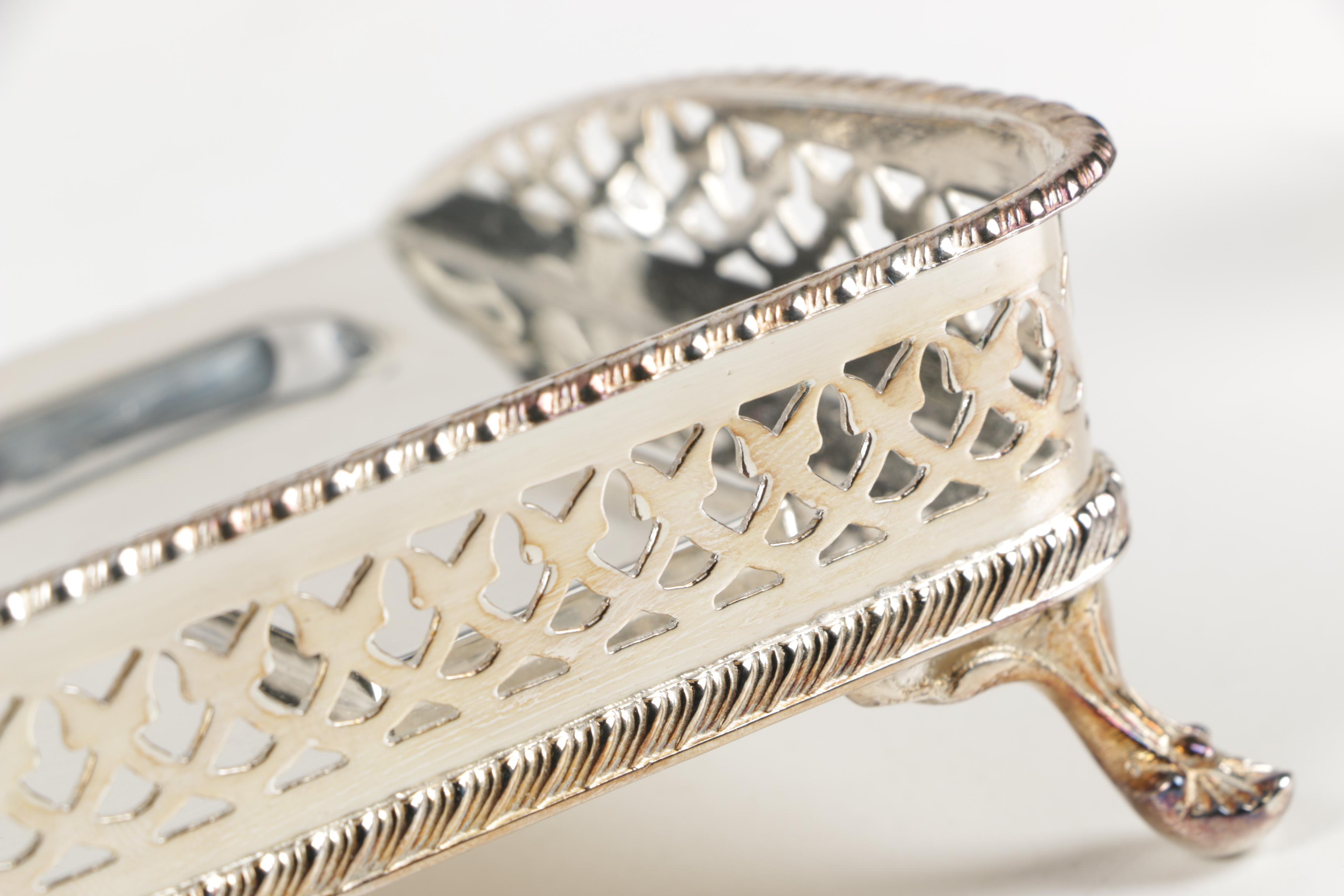 Footed Silver Plate Inkwell Desk Sets