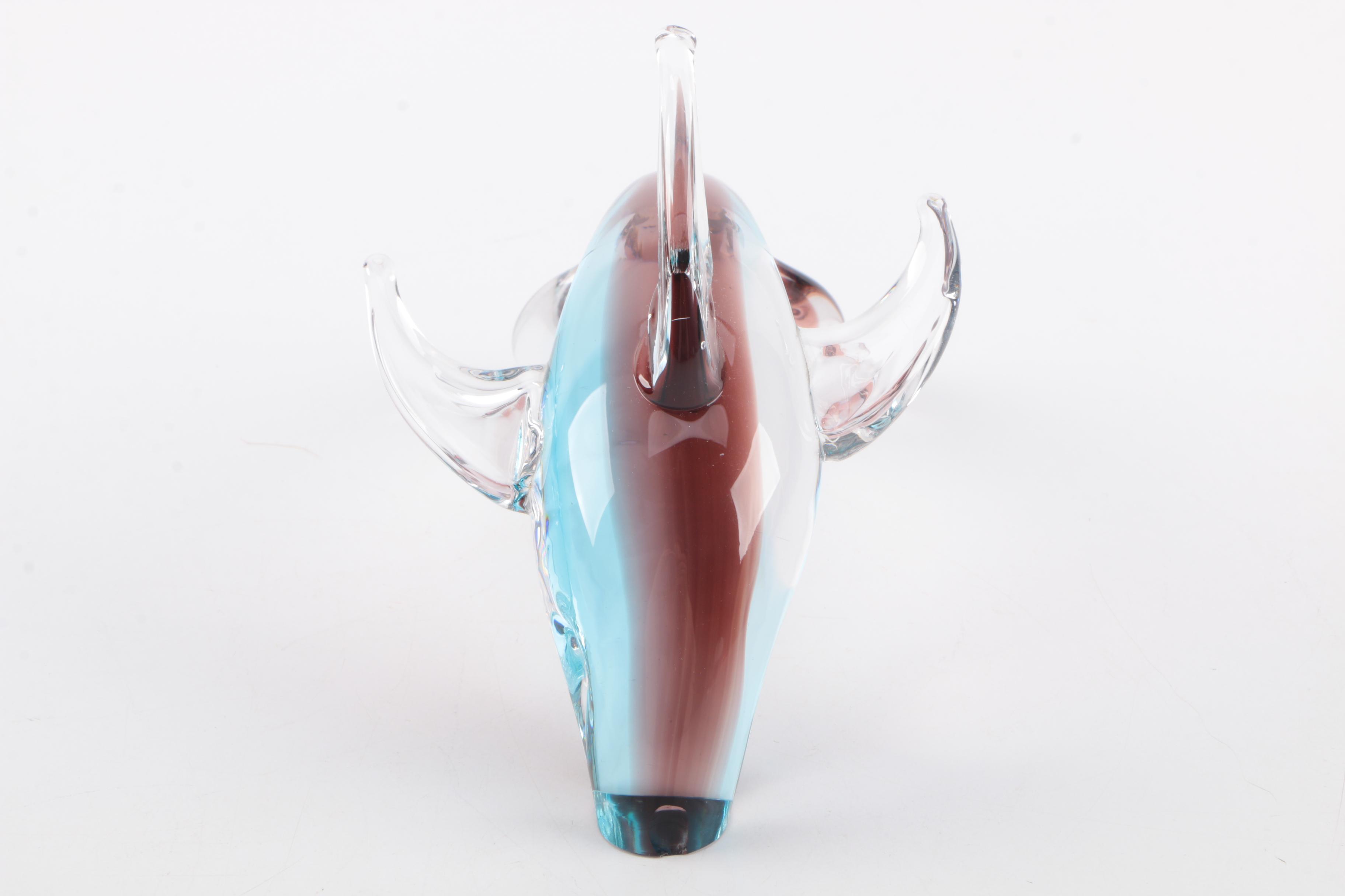 Pair Of Crystal fish and dolphin figurines