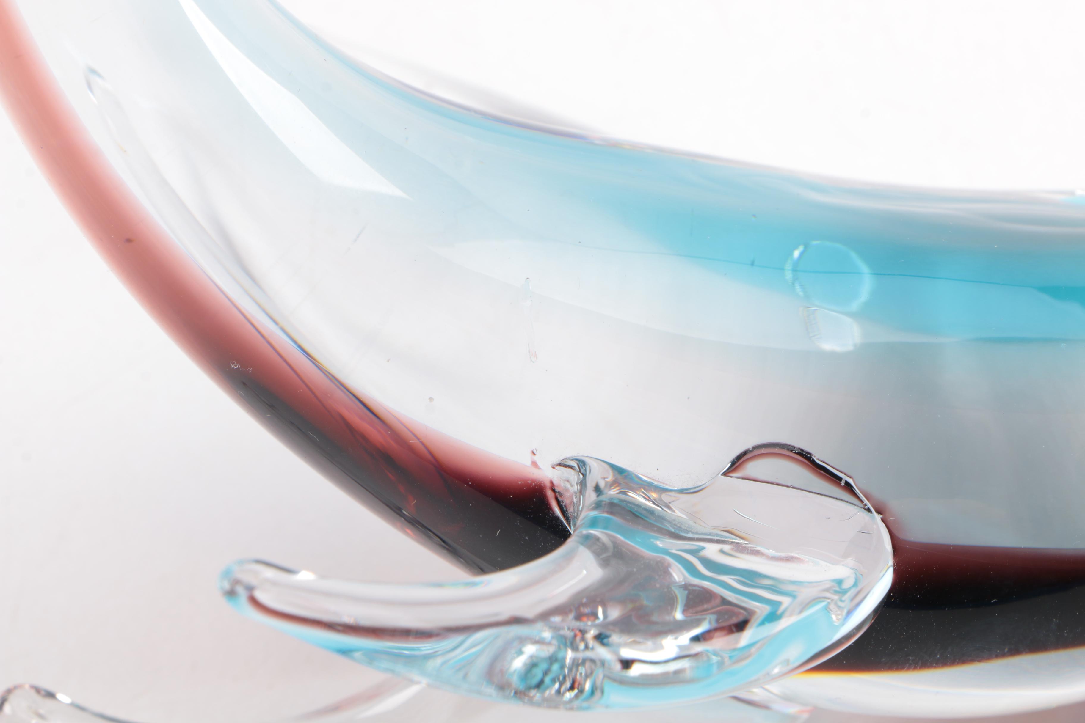 Pair Of Crystal fish and dolphin figurines