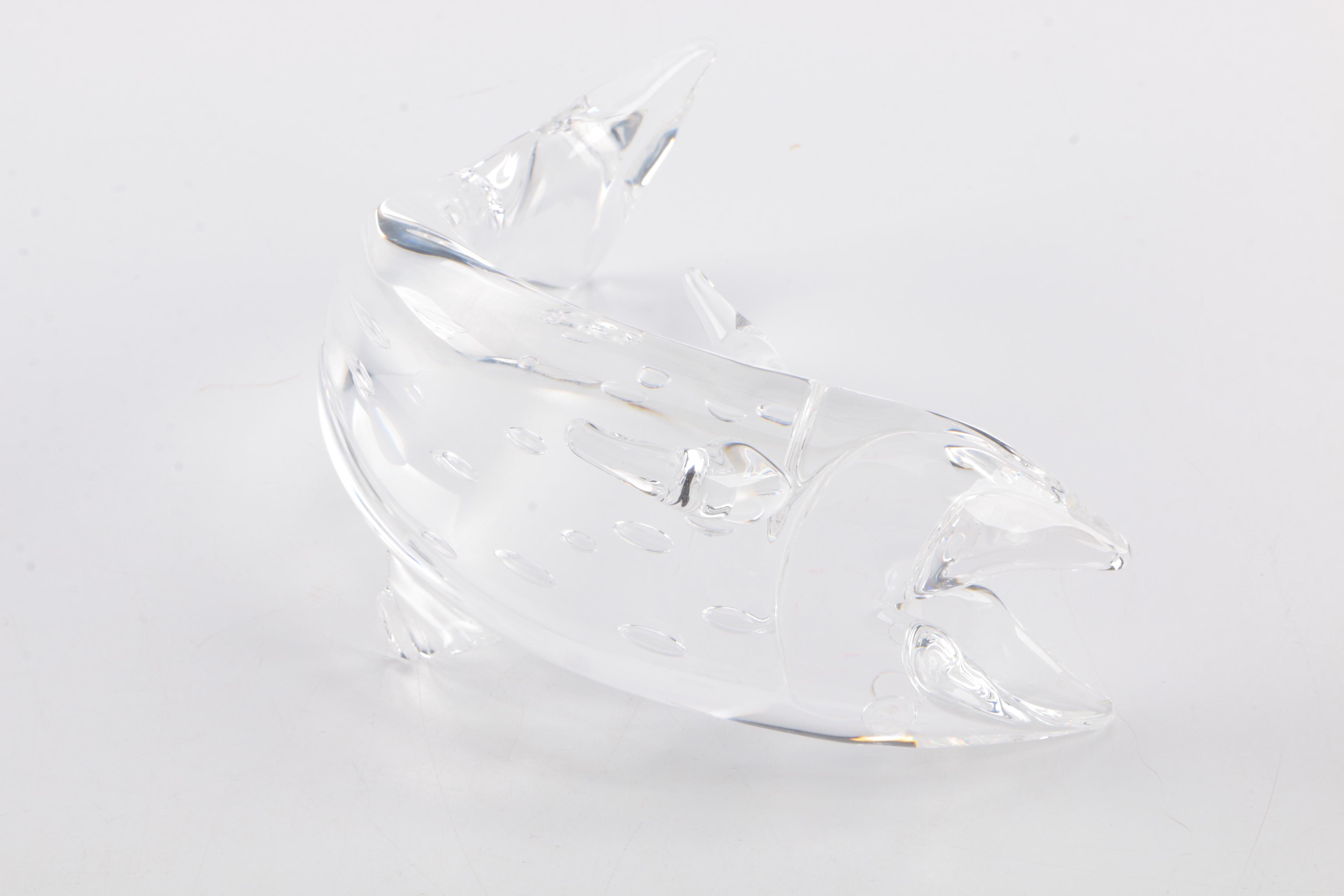 Pair Of Crystal fish and dolphin figurines