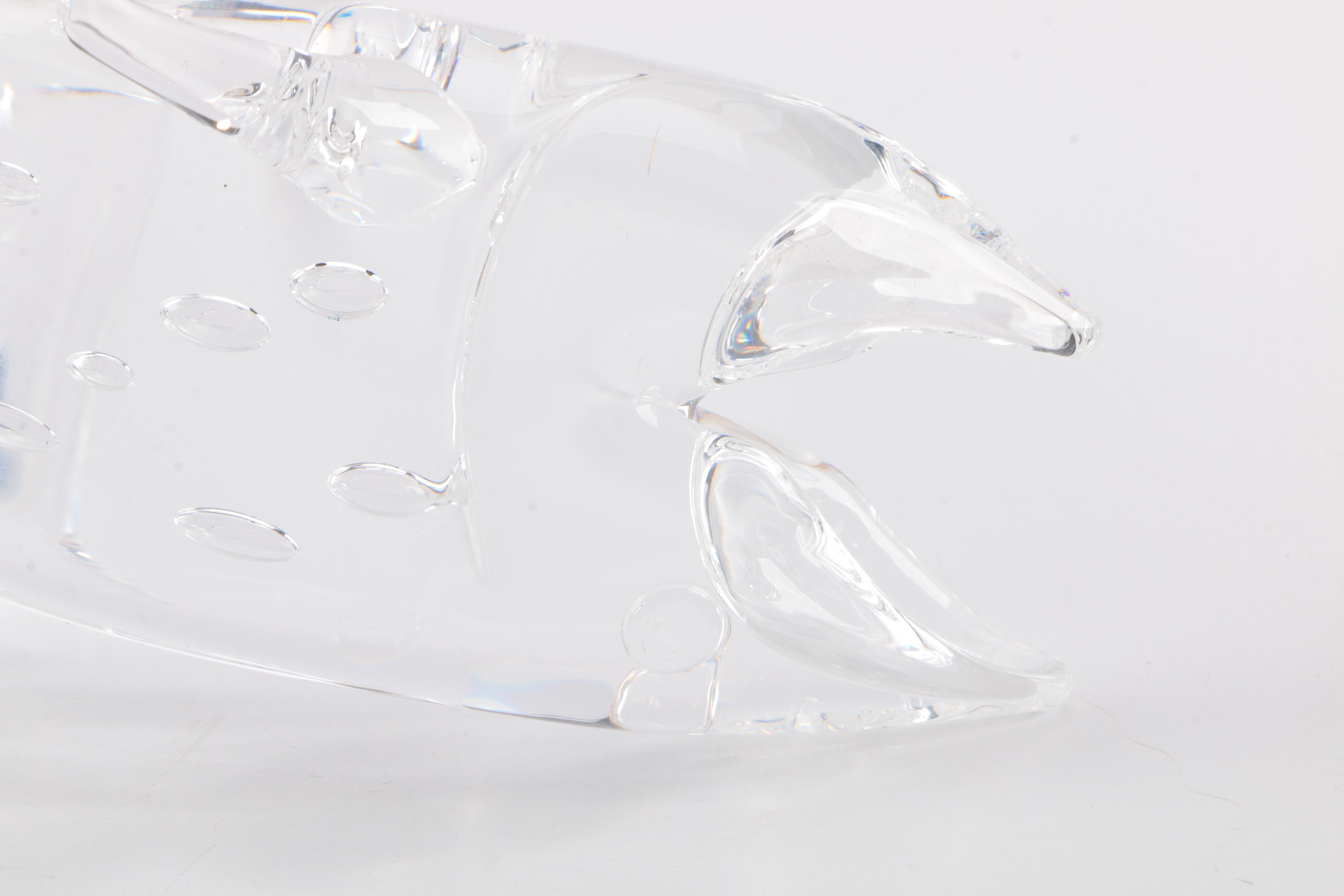 Pair Of Crystal fish and dolphin figurines