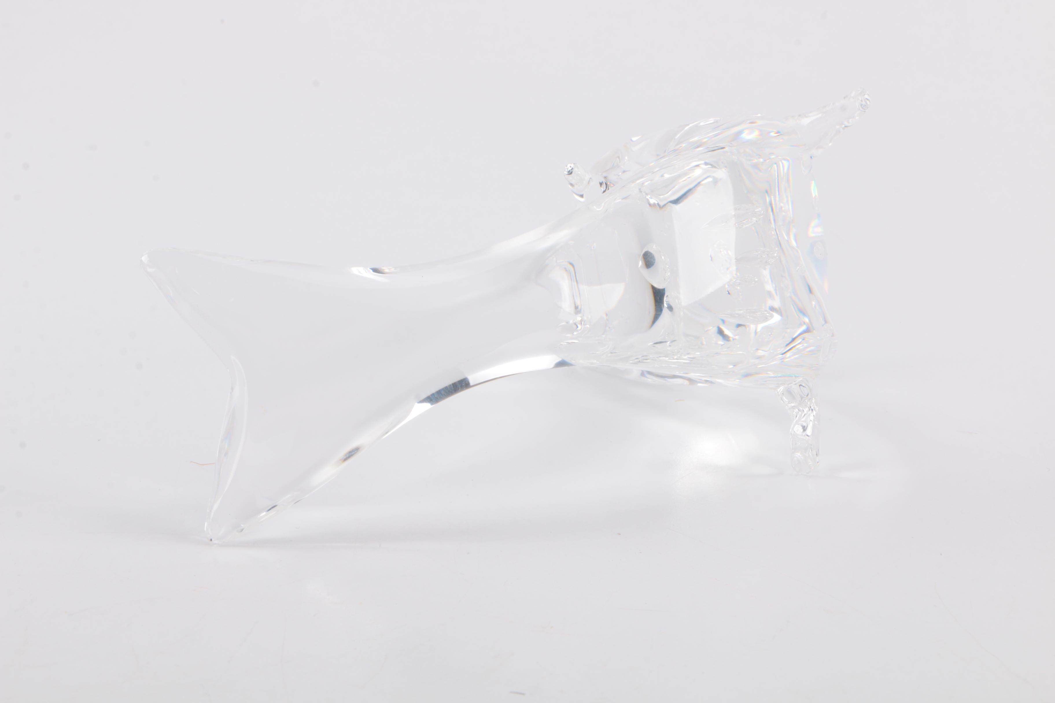 Pair Of Crystal fish and dolphin figurines
