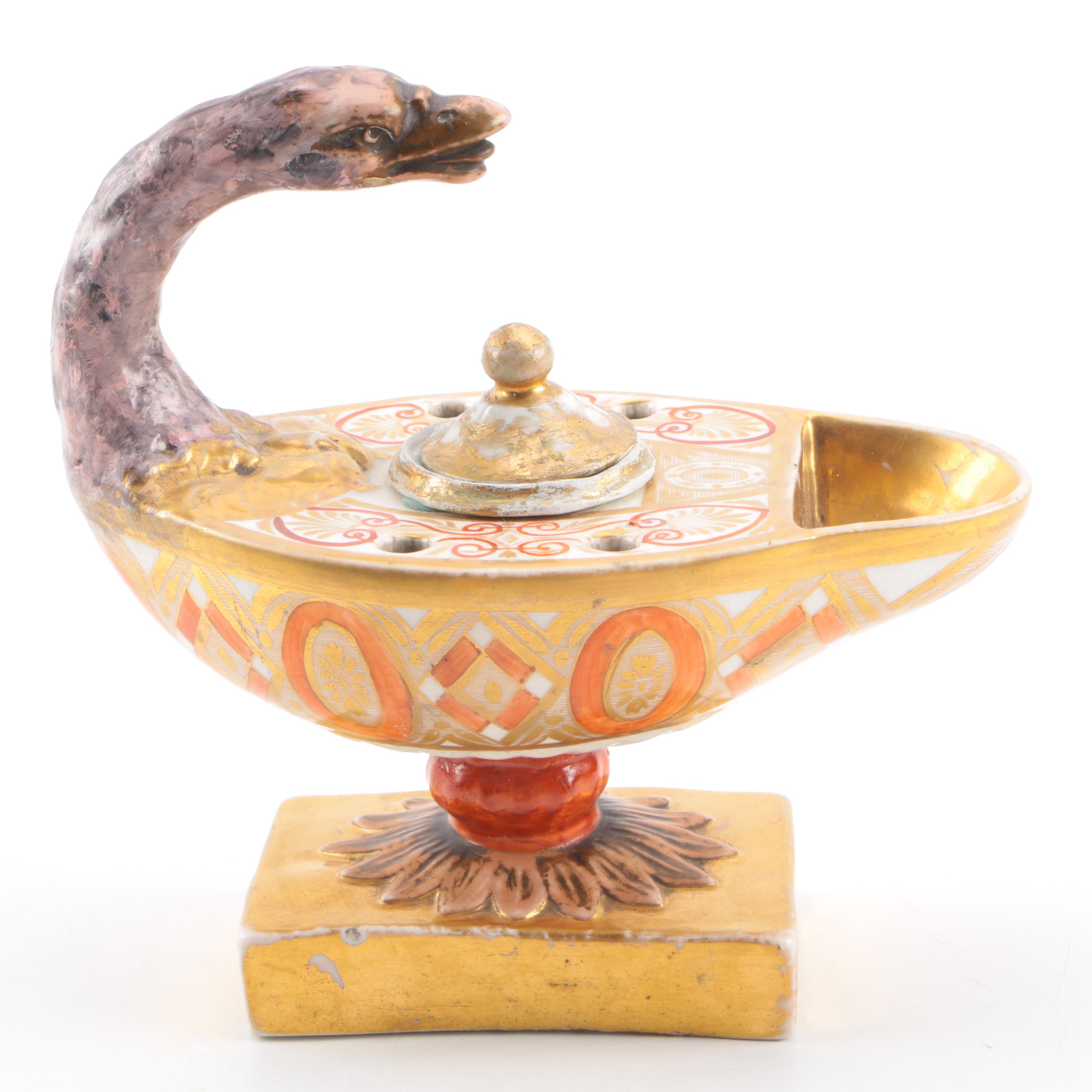 Ceramic Goose Oil Lamp Figurine