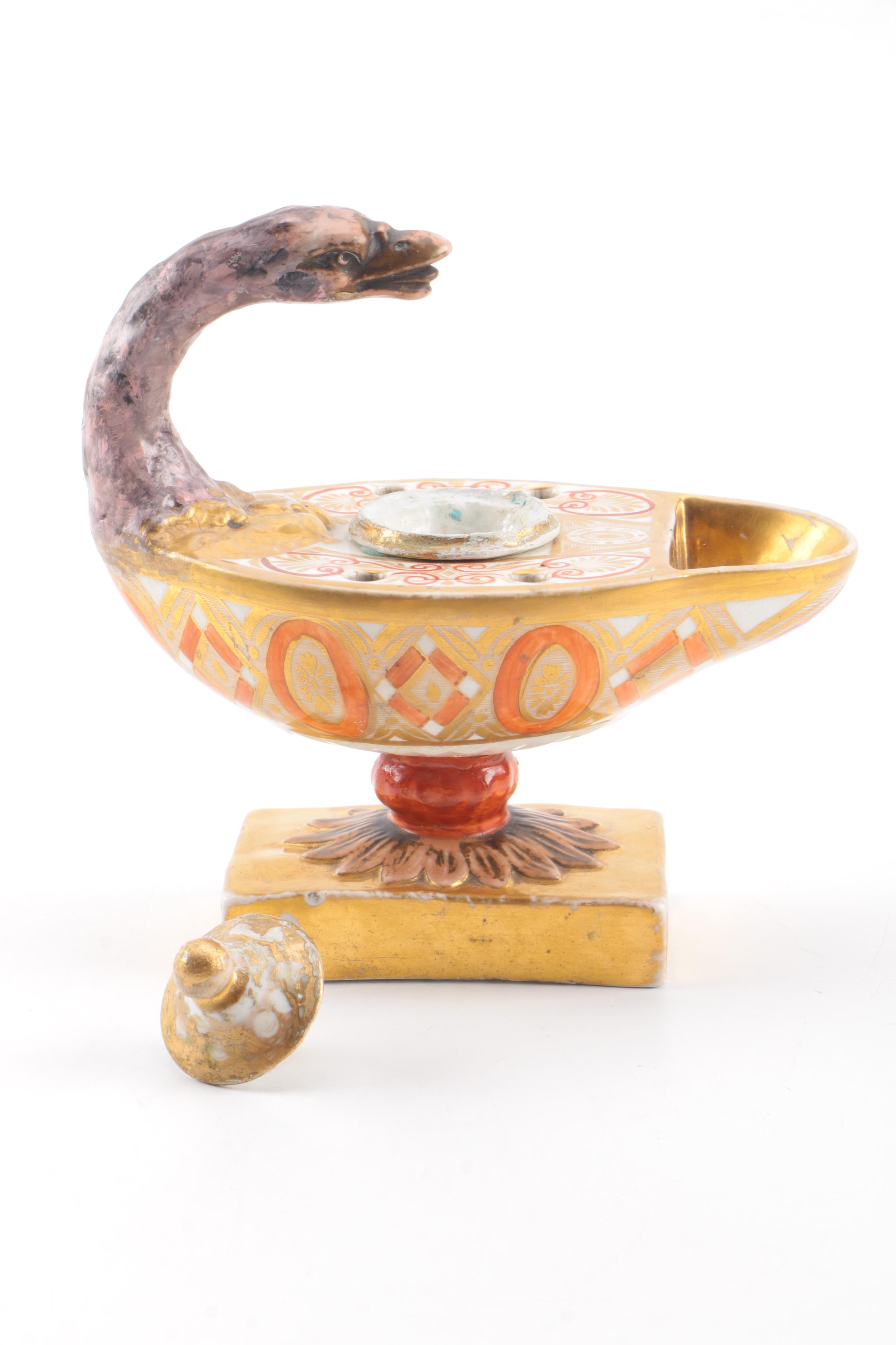 Ceramic Goose Oil Lamp Figurine