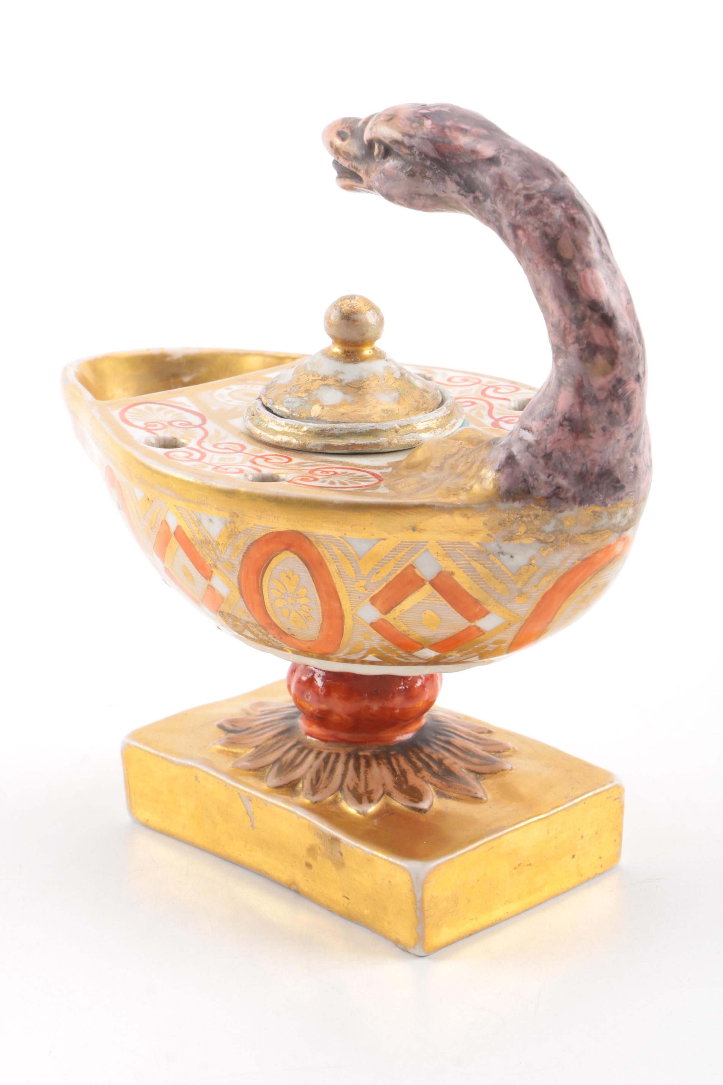 Ceramic Goose Oil Lamp Figurine