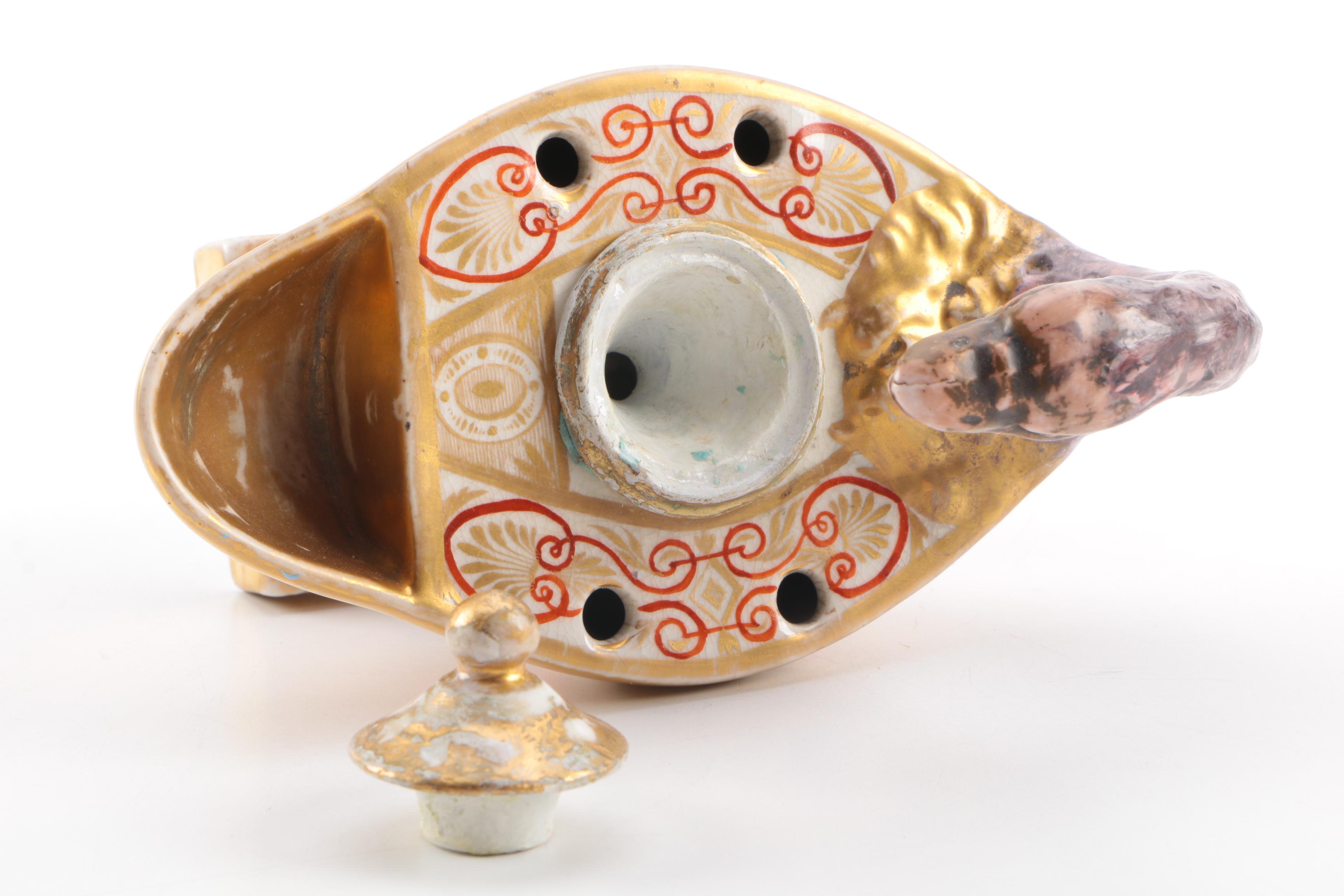 Ceramic Goose Oil Lamp Figurine