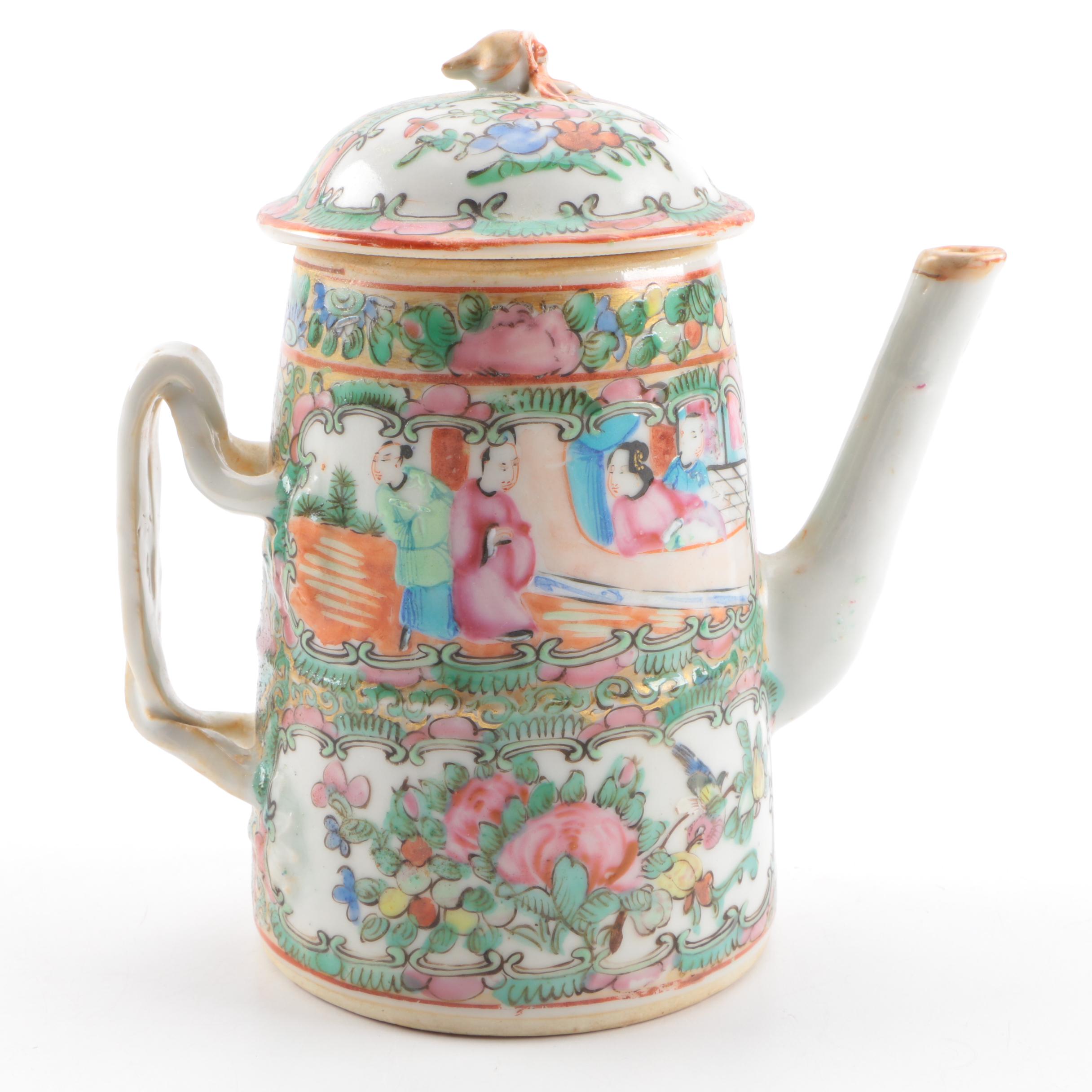 Chinese Porcelain Rose Medallion Teapot