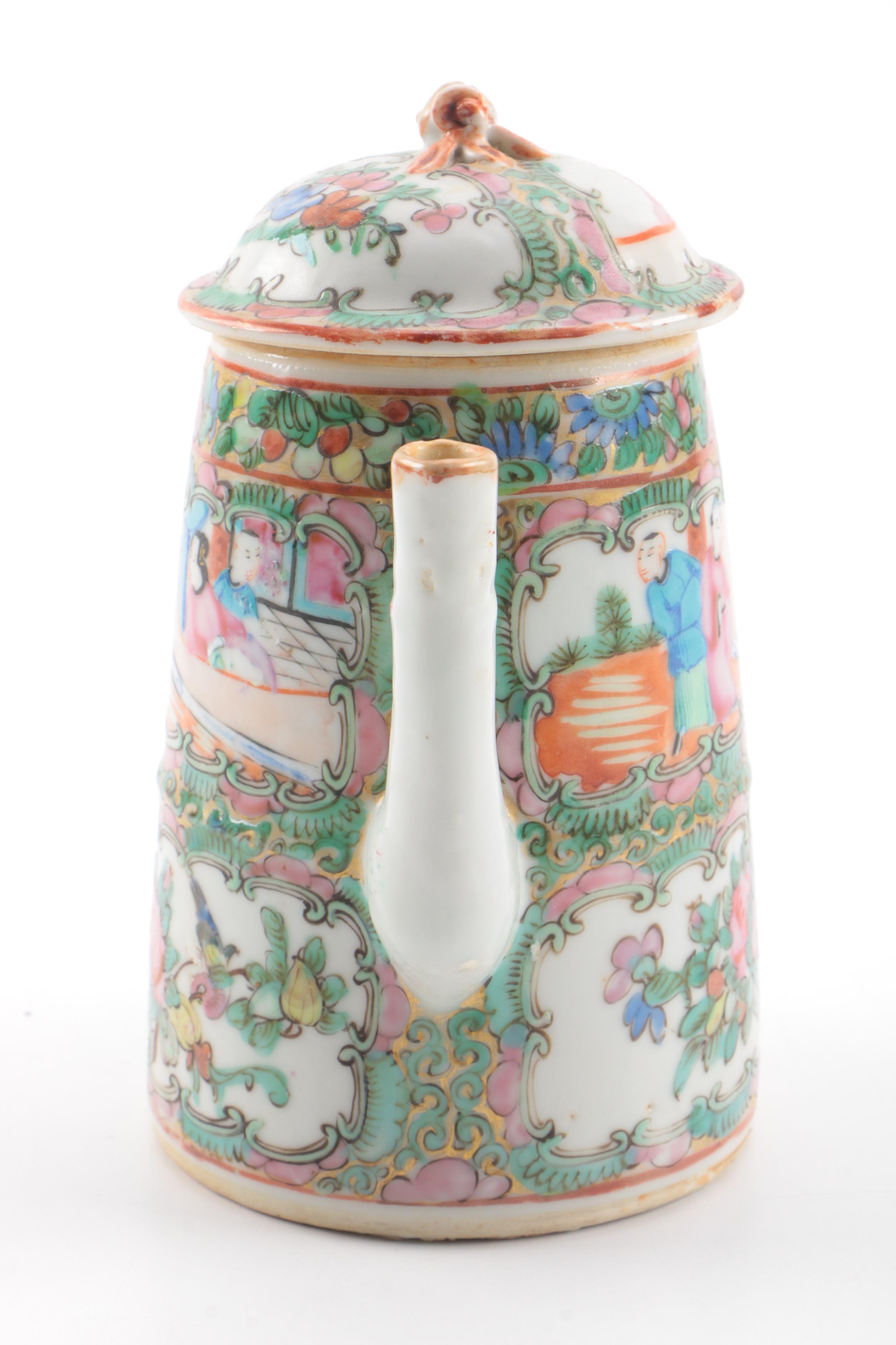 Chinese Porcelain Rose Medallion Teapot